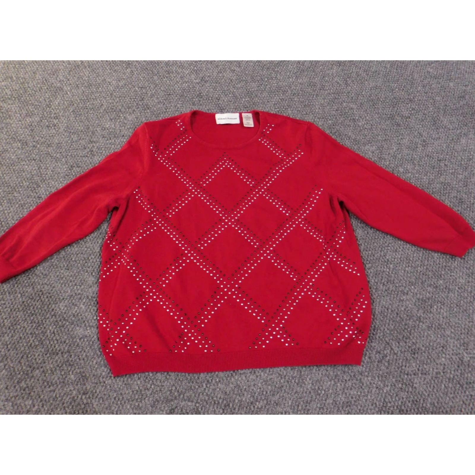 Vintage Alfred Dunner Sweater XL Red Geometric Knit Pullover Raglan Crew Neck Long Sleeve Women Size XL / US 12-14 / IT 48-50 - 5 Thumbnail