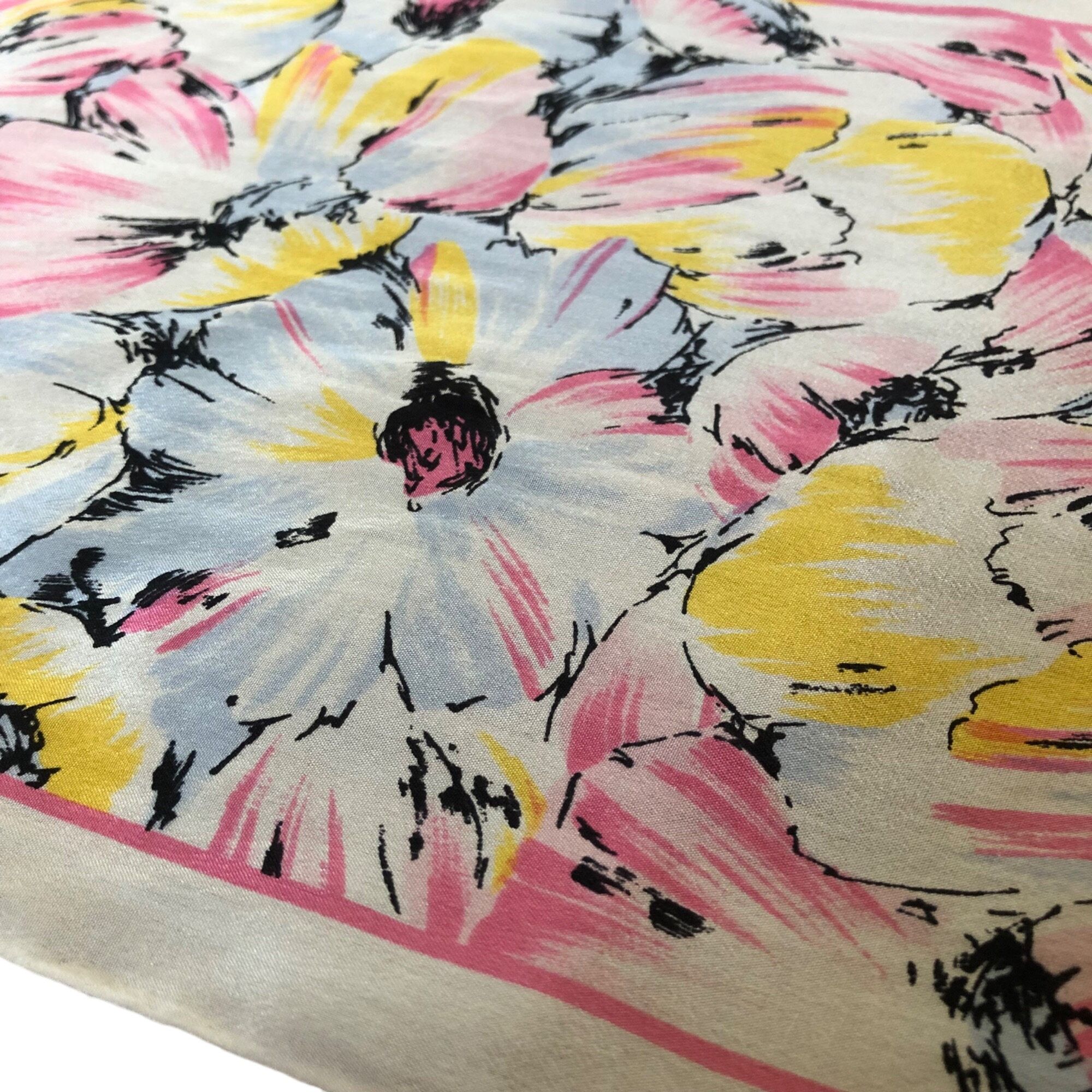 Vintage Vintage Novelty Pastel Painterly Floral Print Twilly Scarf R Size ONE SIZE - 3 Thumbnail