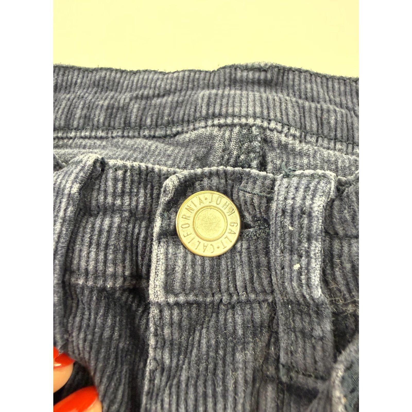 Vintage John Galt Pants Womens XXS Blue Corduroy Straight Leg Stretch Pockets Casual Size 24" / US 00 / IT 34 - 3 Thumbnail