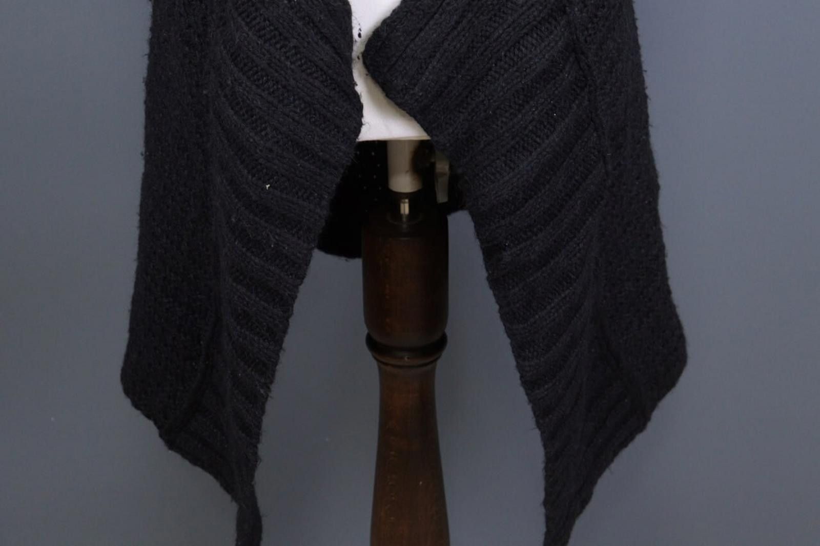 Designer Sarah Pacini Black Merino Wool Wrape Cape Cardigan One Size Size ONE SIZE - 4 Thumbnail