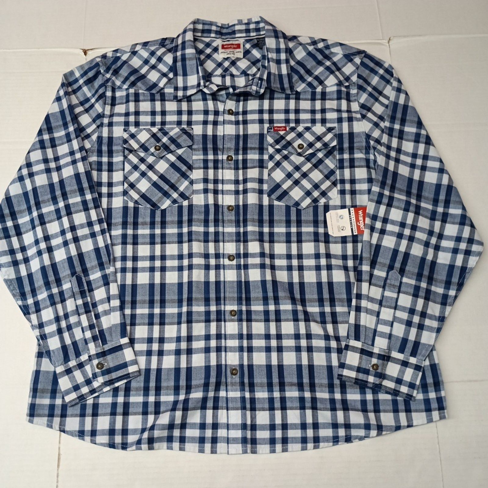 Wrangler Wrangler Slim Fit Woven Twill Button Shirt Men's 2XL Plaid Size US XXL / EU 58 / 5 - 1 Thumbnail