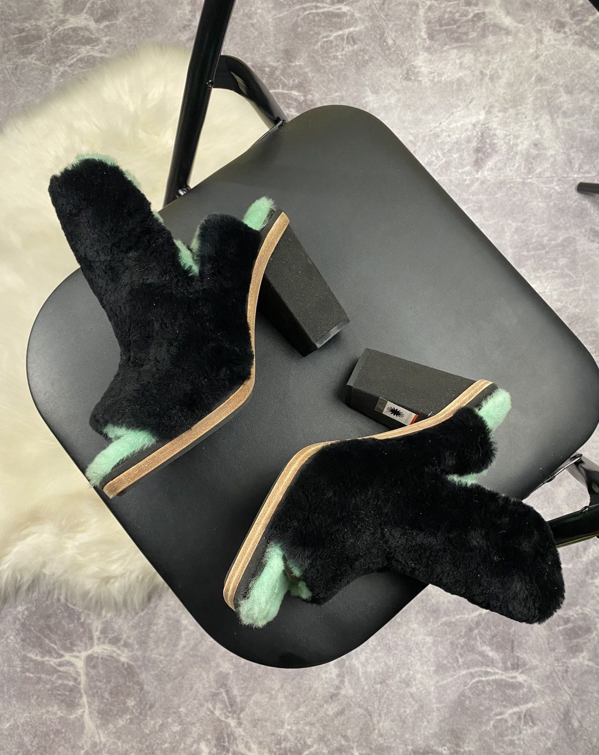Eckhaus Latta Ugg x Eckhaus Latta Black and Mint Fur Open Toe Heel Mules Size US 7 / IT 37 - 3 Thumbnail