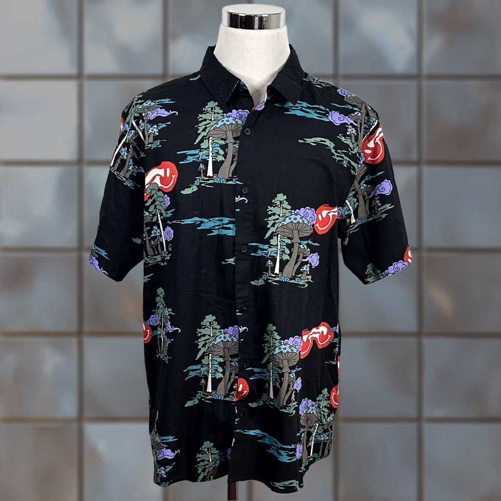 Vintage NEFF 2XL Shirt Short Sleeve Black 100% Cotton Casual Psychedelic Mushroom Print Mens Size US XXL / EU 58 / 5 - 1 Thumbnail