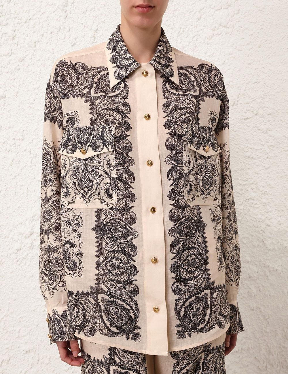 Zimmermann oc11z0825 Utility Pocket Shirt in Macadamia/Black Size S / US 4 / IT 40 - 5 Thumbnail