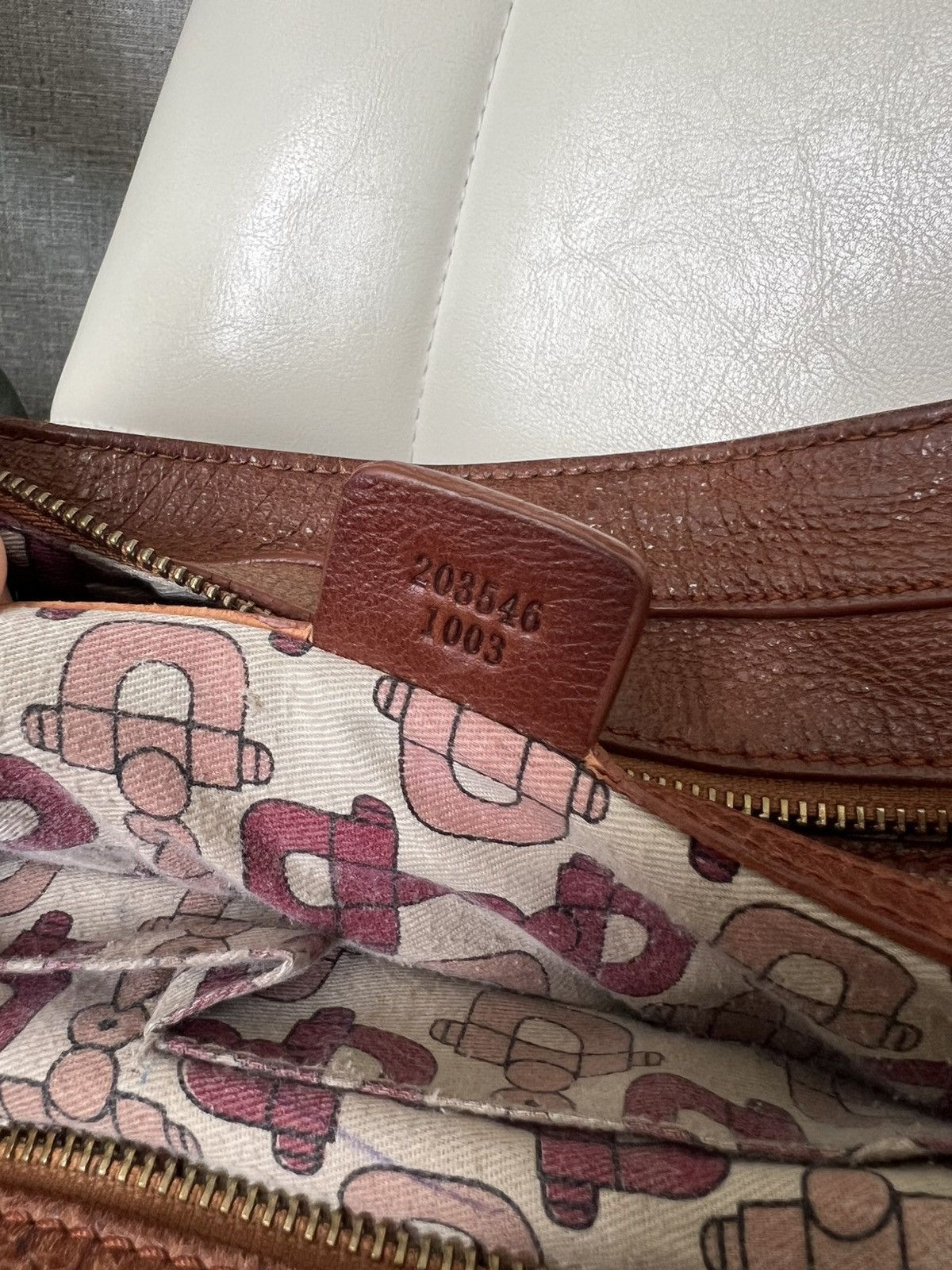 Gucci × Vintage Vintage Gucci Jockey Brown Embossed Leather Horsebit Bag Size ONE SIZE - 24 Thumbnail