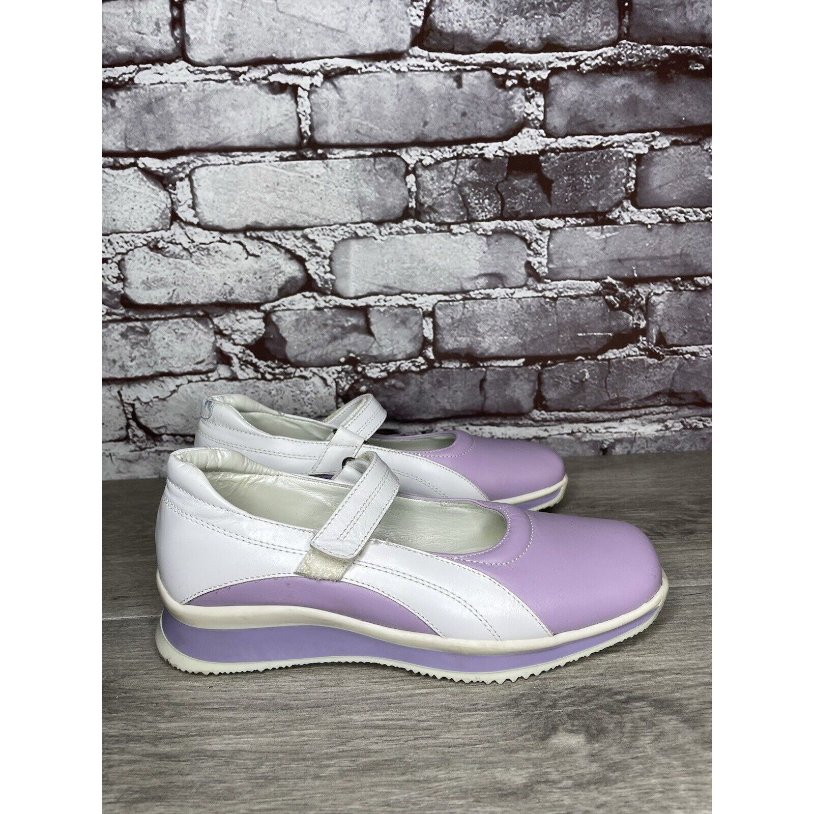 Other Halogen Purple Leather White MaryJane Strap Wedge Comfort Sh Size US 6 / IT 36 - 4 Thumbnail