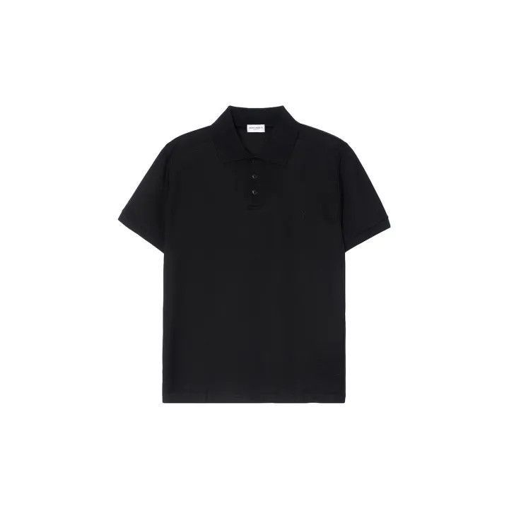 Saint Laurent Simple Black Polo Shirt-2507
