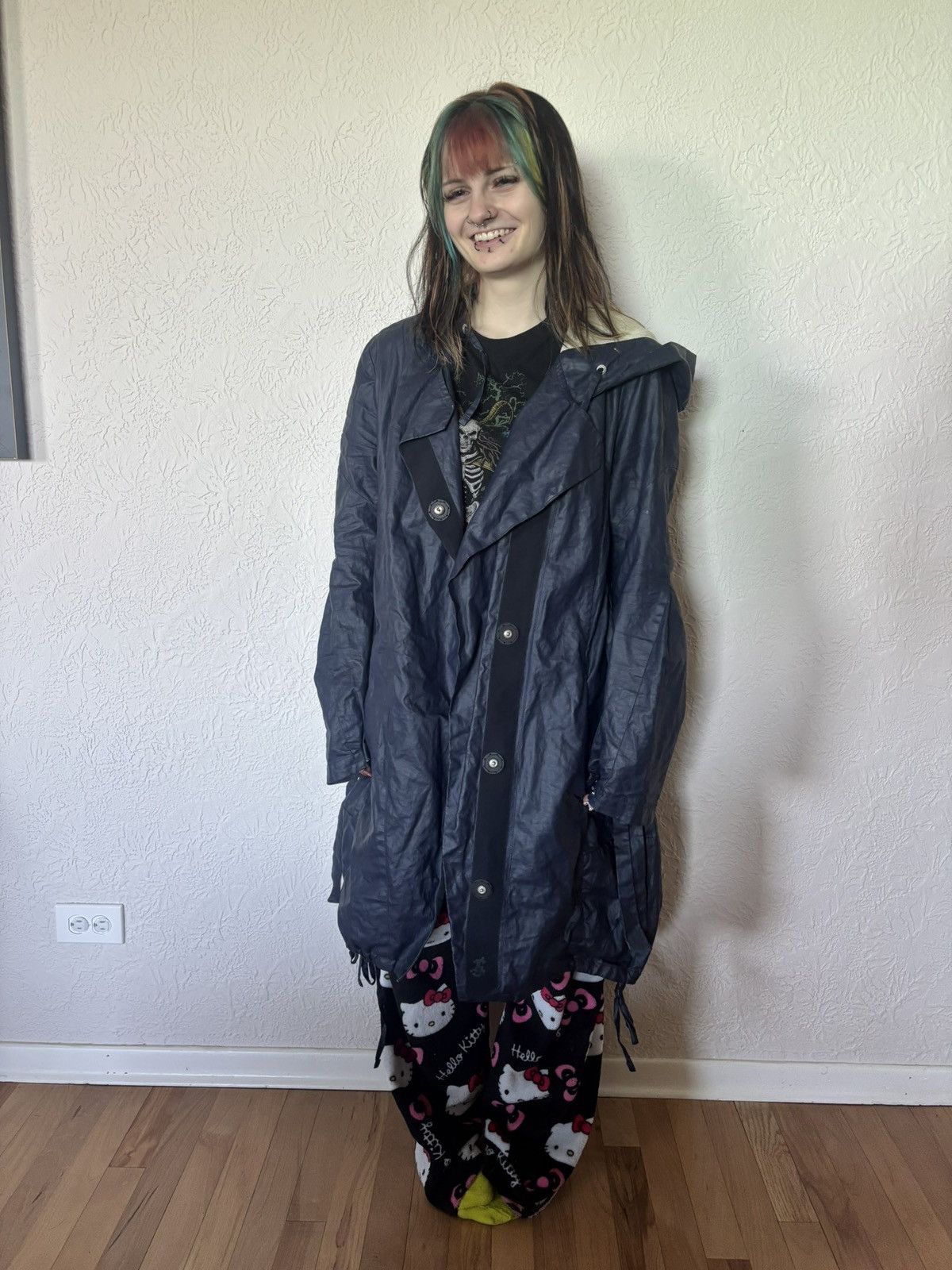 Marithe + Francois Girbaud Women’s vintage IT40 Girbaud navy trench coat, coated Size S / US 4 / IT 40 - 1 Thumbnail