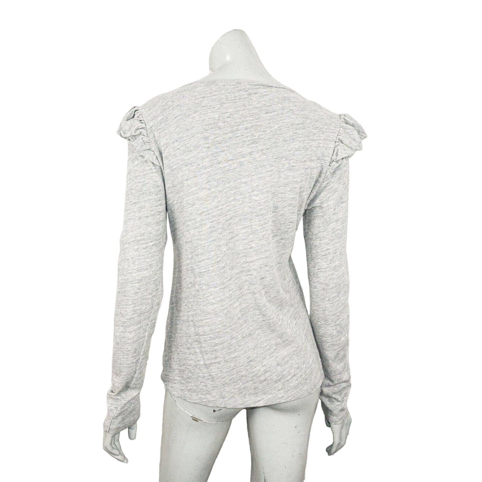 Frame FRAME Denim Ruffle Shoulders Crew Pullover Top Heather Gray Size M / US 6-8 / IT 42-44 - 4 Thumbnail