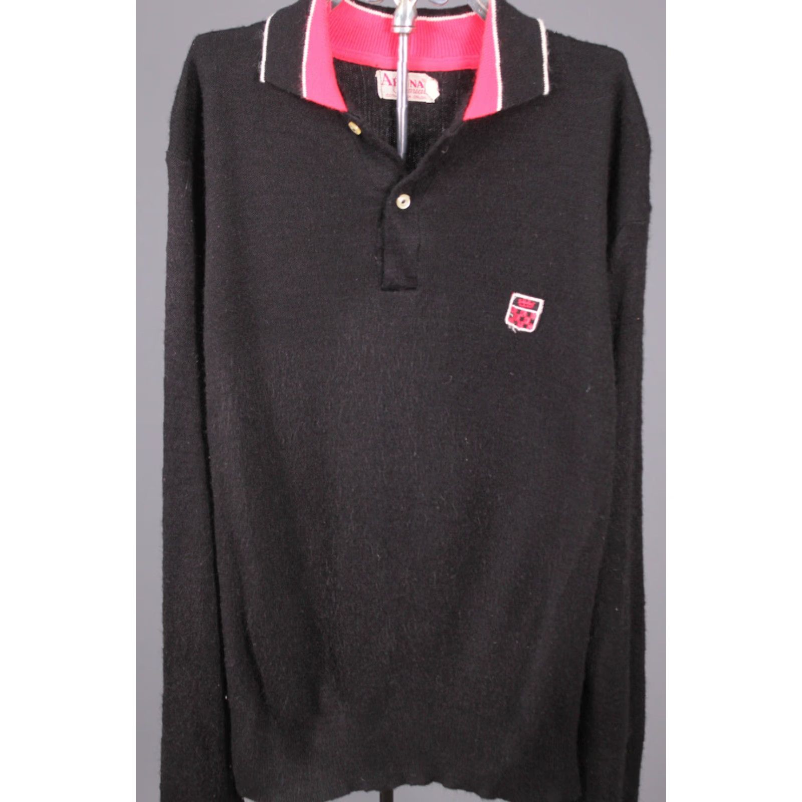 Vintage VINTAGE Arena Casuals 1960s Black Wool? Orlon Collared Sweater Shirt Small Mens Size US S / EU 44-46 / 1 - 4 Thumbnail