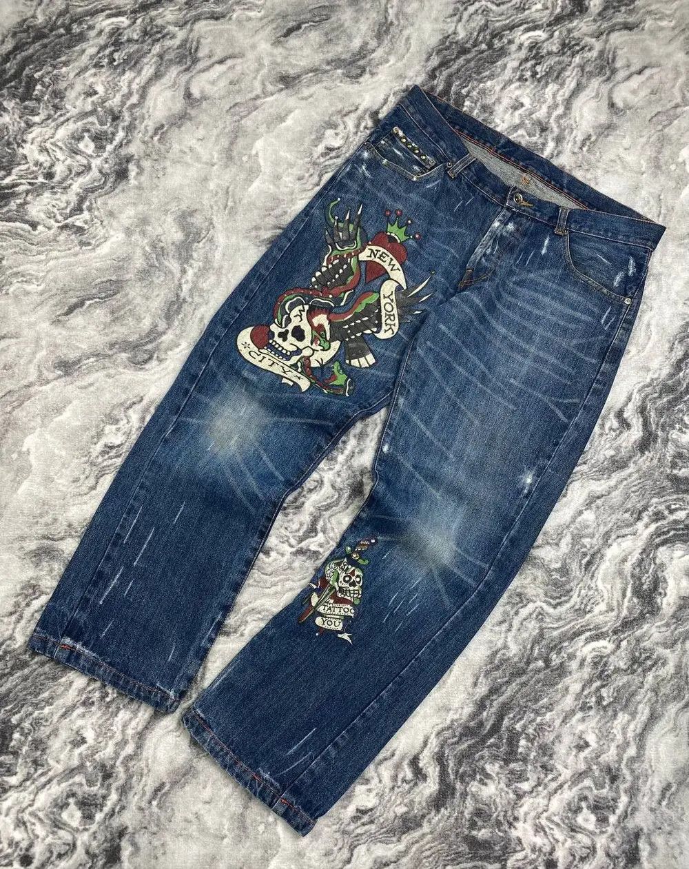 Ed Hardy Vintage Ed Hardy by Christian Audigier Denim Jeans Big Logo Size US 34 / EU 50 - 1 Thumbnail
