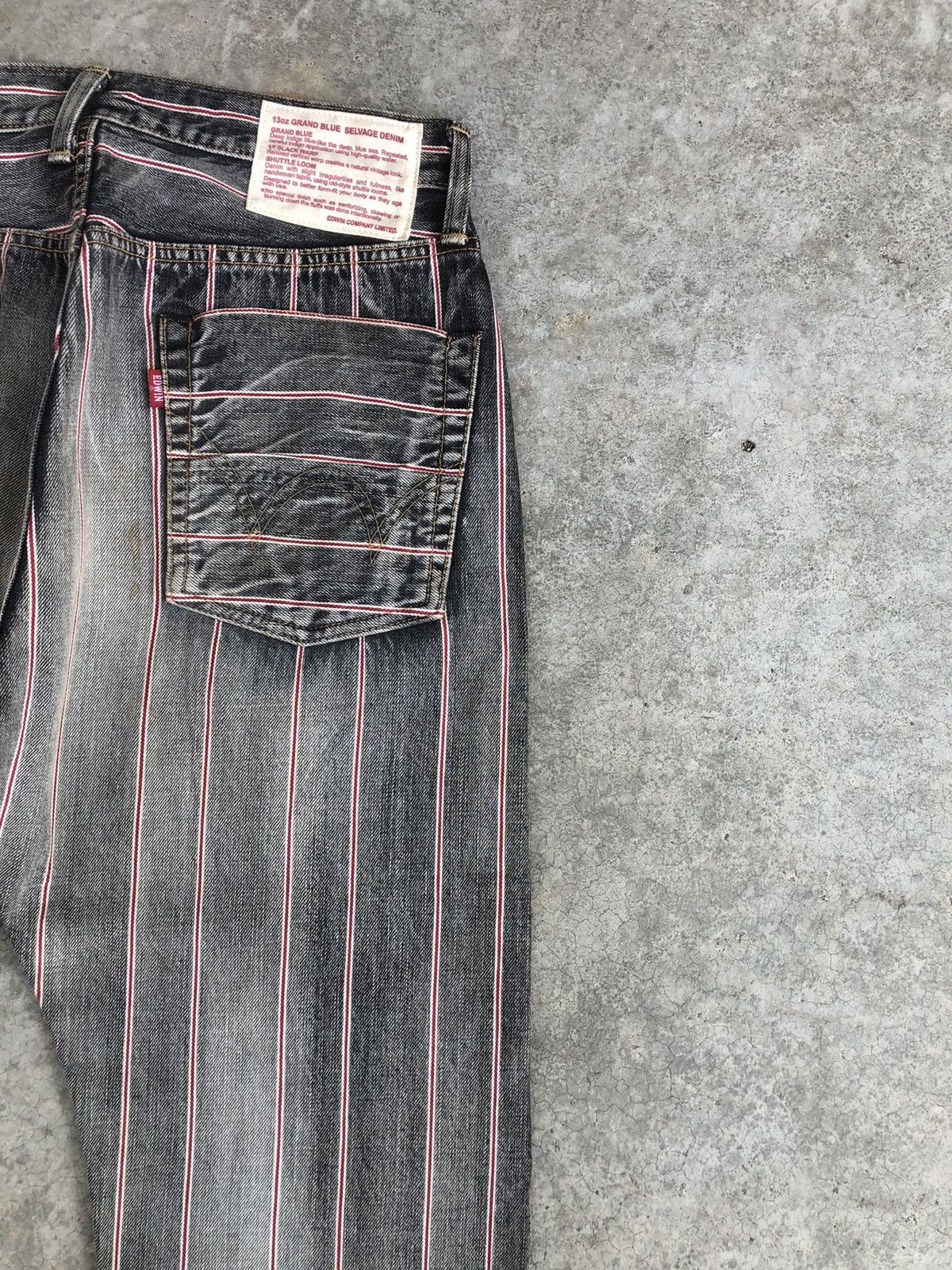 If Six Was Nine Japanese Edwin Flared Jeans Distressed Selvedge Hickory Size US 31 - 10 Thumbnail