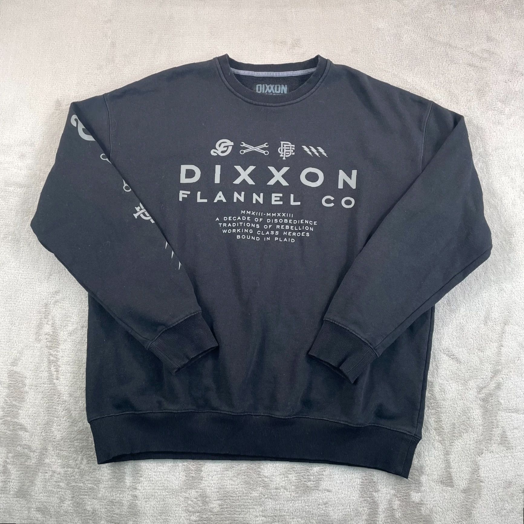 Logo 7 Dixxon Ground Up Custom Fleece Sweatshirt Men XL Black Center Logo Long Sleeve Size US XL / EU 56 / 4 - 3 Thumbnail