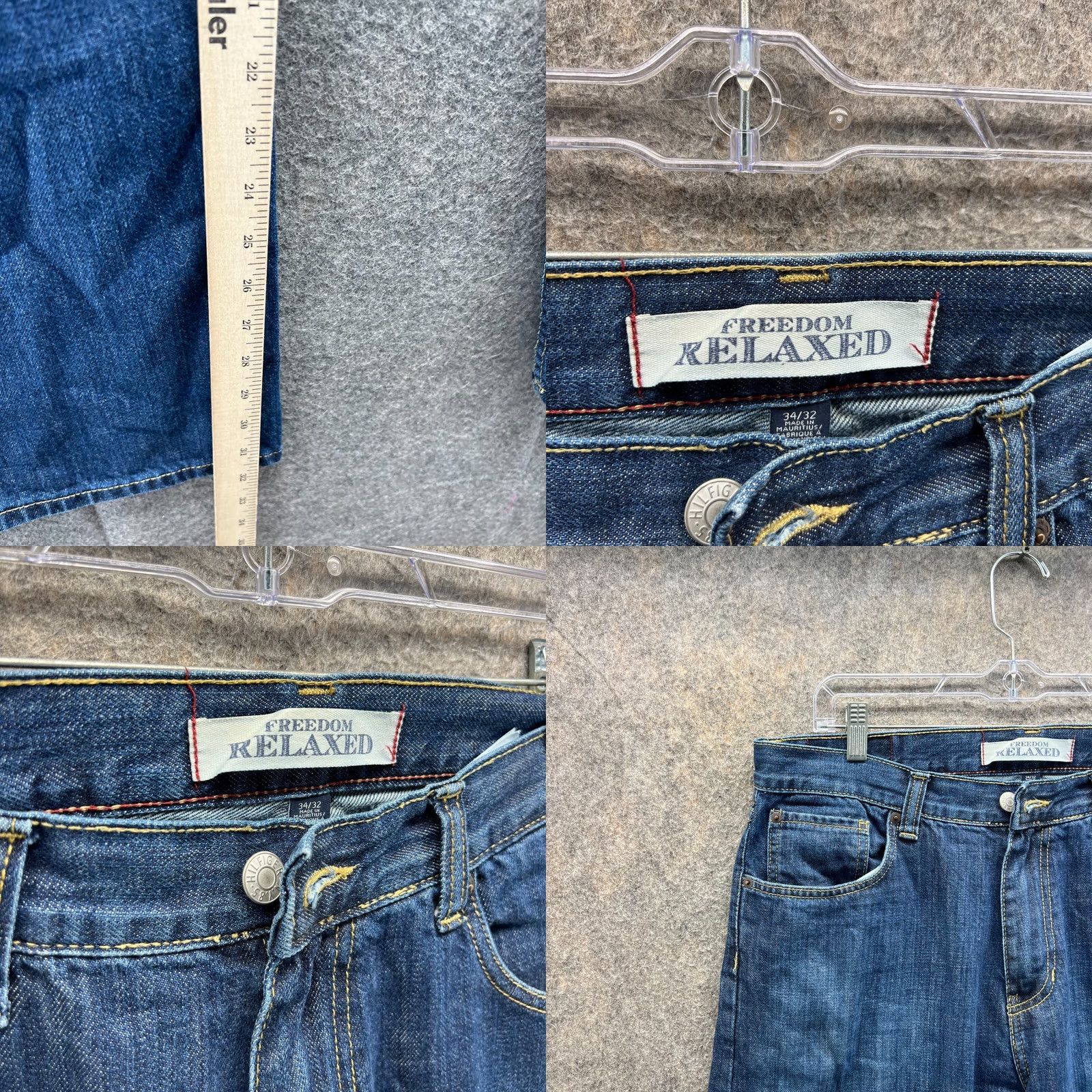 Tommy Hilfiger VINTAGE Tommy Hilfiger Jeans Men 34x32 Jeans Regular Blue Denim Straight Relaxed 90s Mens Size US 34 / EU 50 - 8 Thumbnail