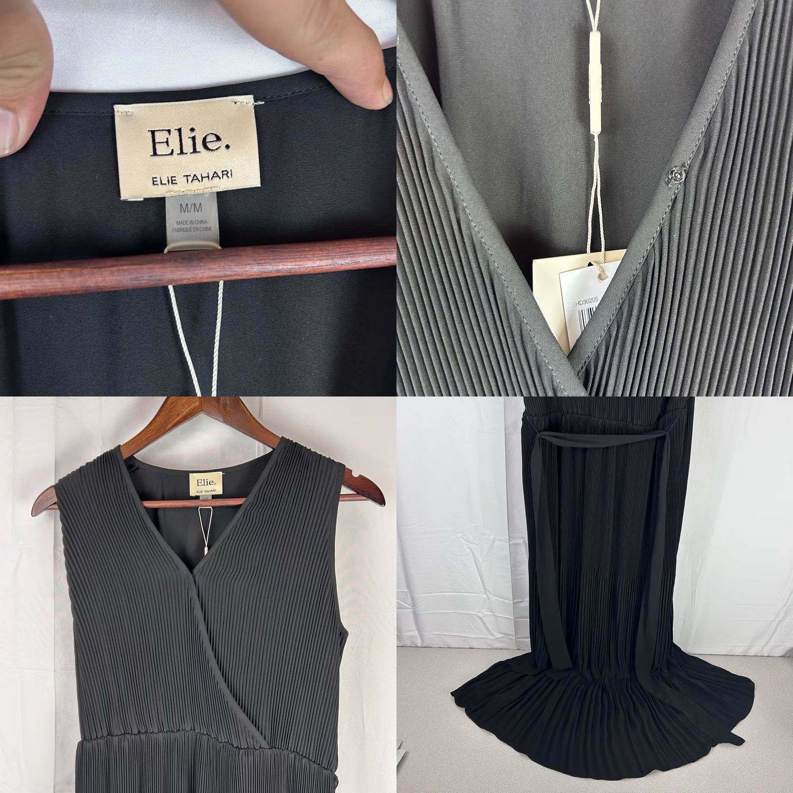 Elie Tahari Elie Tahari Black Pleated Maxi Dress Sleeveless V-Neck Formal Sz Medium M Women Size M / US 6-8 / IT 42-44 - 8 Thumbnail