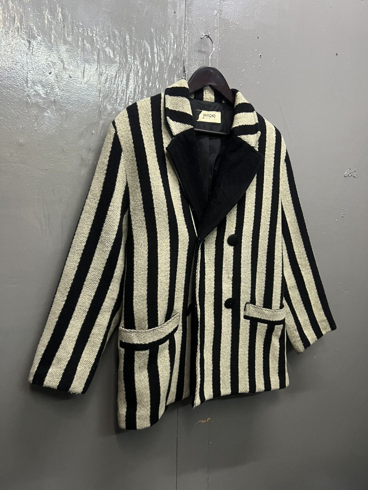 Japanese Brand Hiroko Bis Wool Stripe Coat/Jacket Double Breast Size US M / EU 48-50 / 2 - 2 Thumbnail