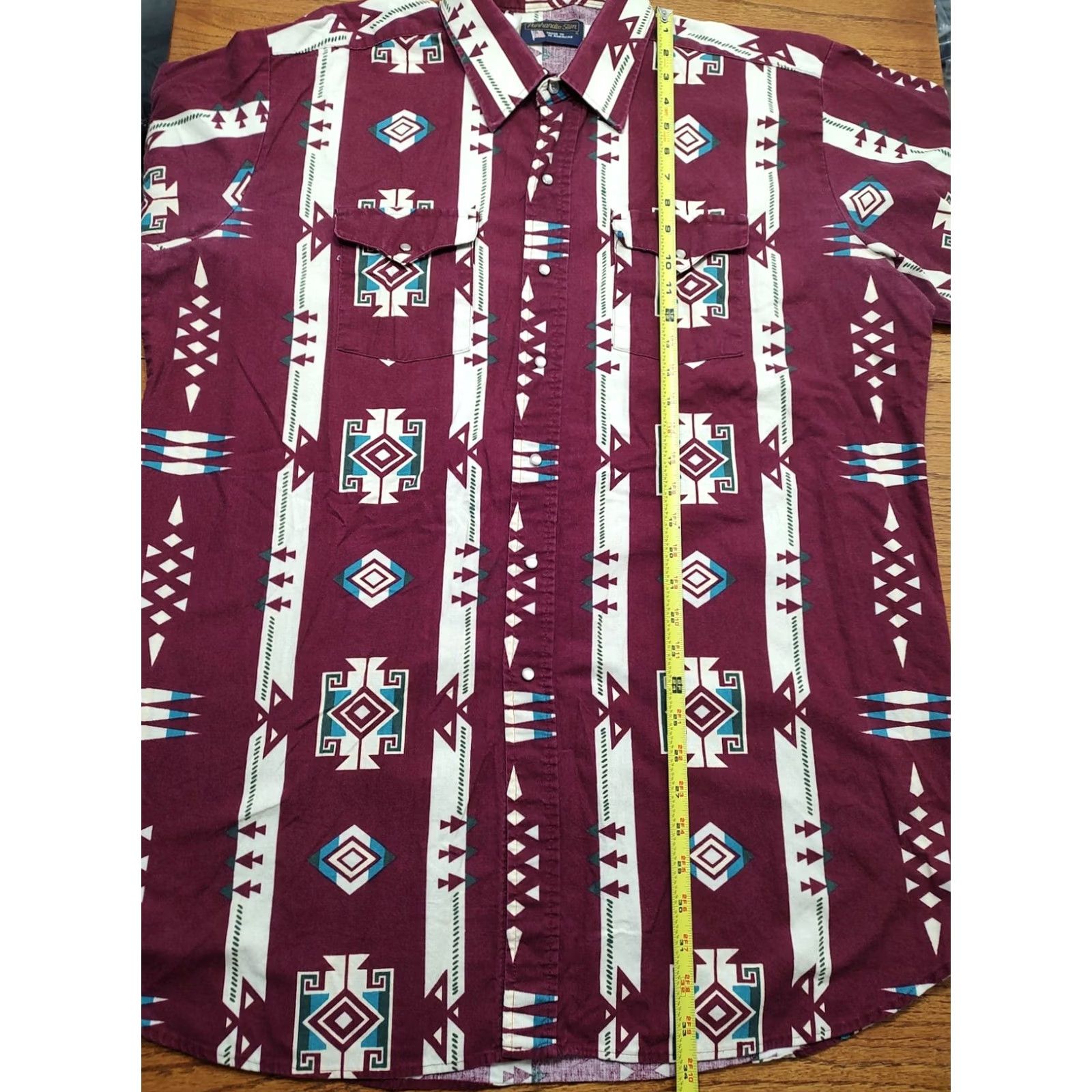 Vintage VINTAGE Panhandle Slim Button-Up Shirt Mens XL Red Aztec Geometric 90s Western Cowboy Casual Workwear Long Sleeve Chest 52 in Pocketed Size US XL / EU 56 / 4 - 6 Thumbnail
