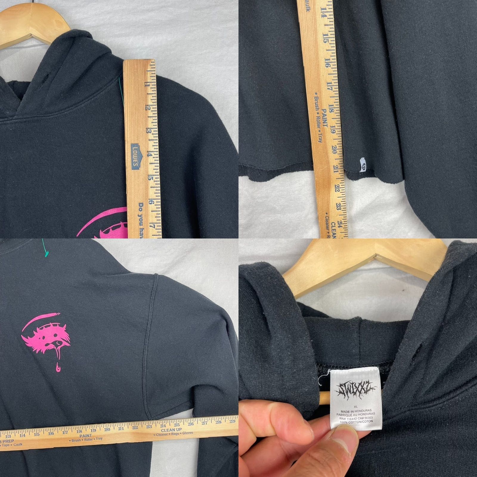 Vintage SWIXXZ Hoodie Womens XL Black Maggie Lindemann Sweatshirt Cropped Pullover Size XL / US 12-14 / IT 48-50 - 8 Thumbnail