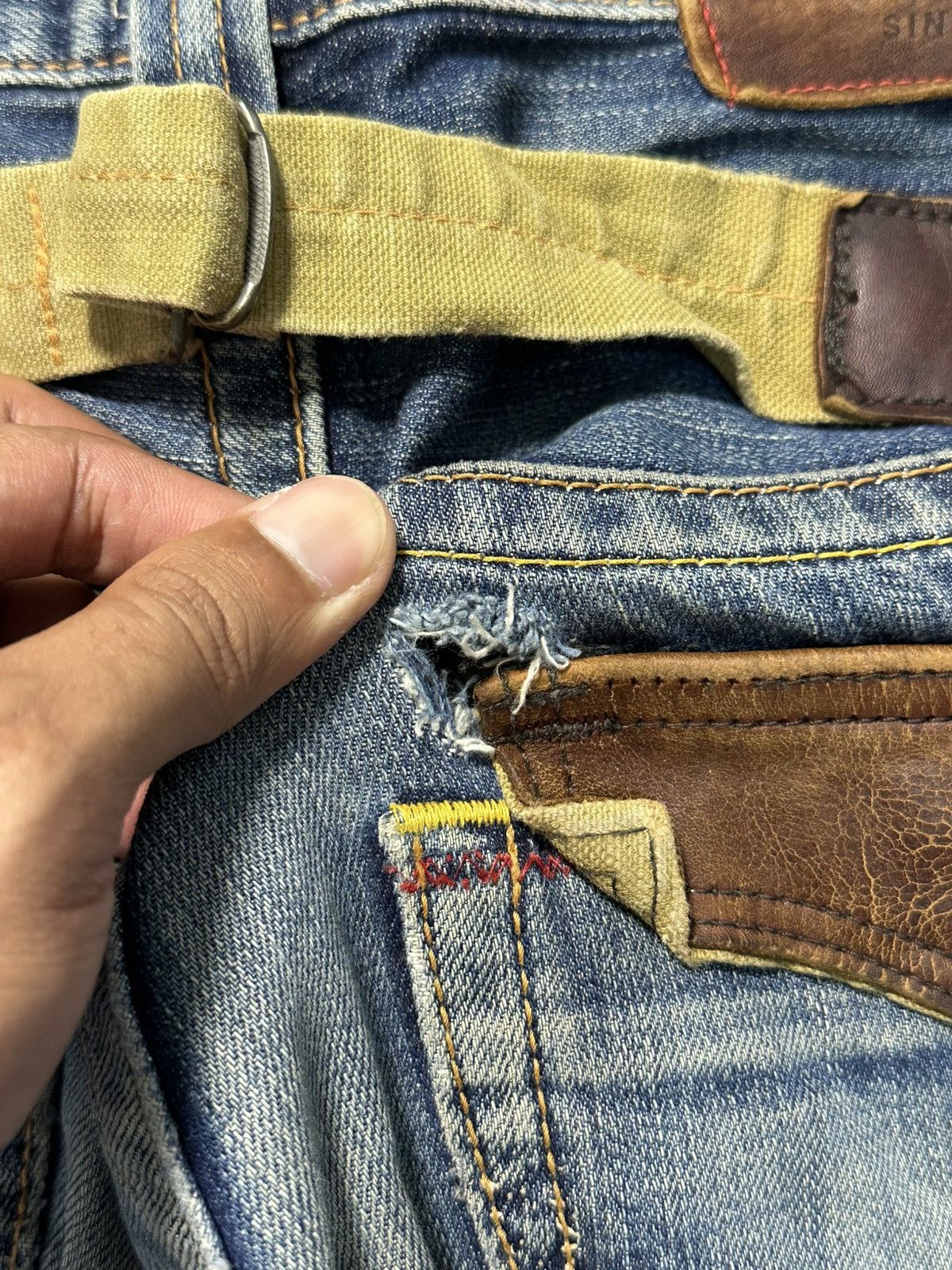 Edwin 2000s Flare Edwin Blue Trip Mud Wash Buckle Back Denim Jeans Size US 29 - 18 Thumbnail