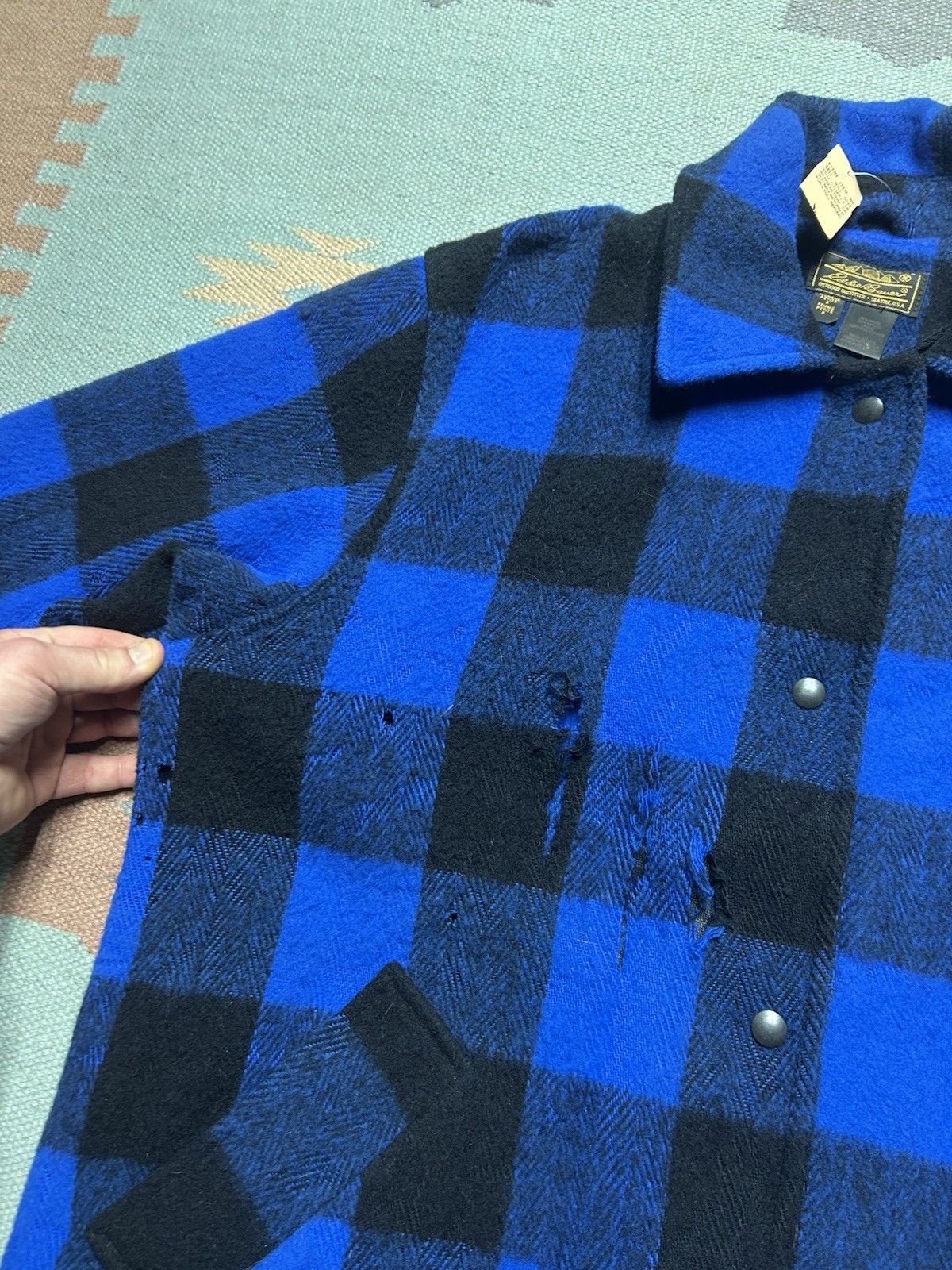Vintage Vtg 80s Eddie Bauer snap jacket wool blend NWT DISTRESSED S Size S / US 4 / IT 40 - 3 Thumbnail