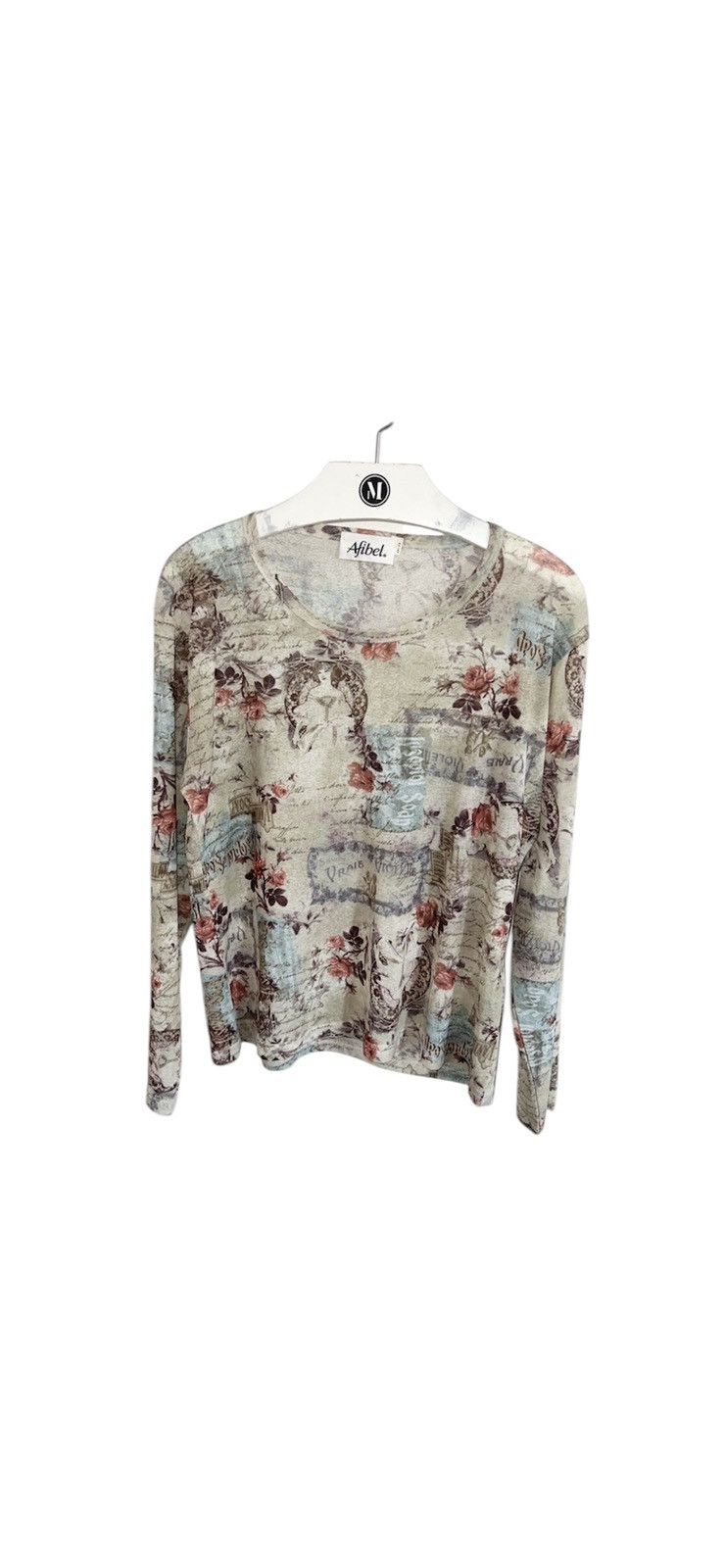 Japanese Brand × Vintage Y2K MESH TOP BLOUSE 2000s renaissance angels medieval print Size L / US 10 / IT 46 - 1 Thumbnail