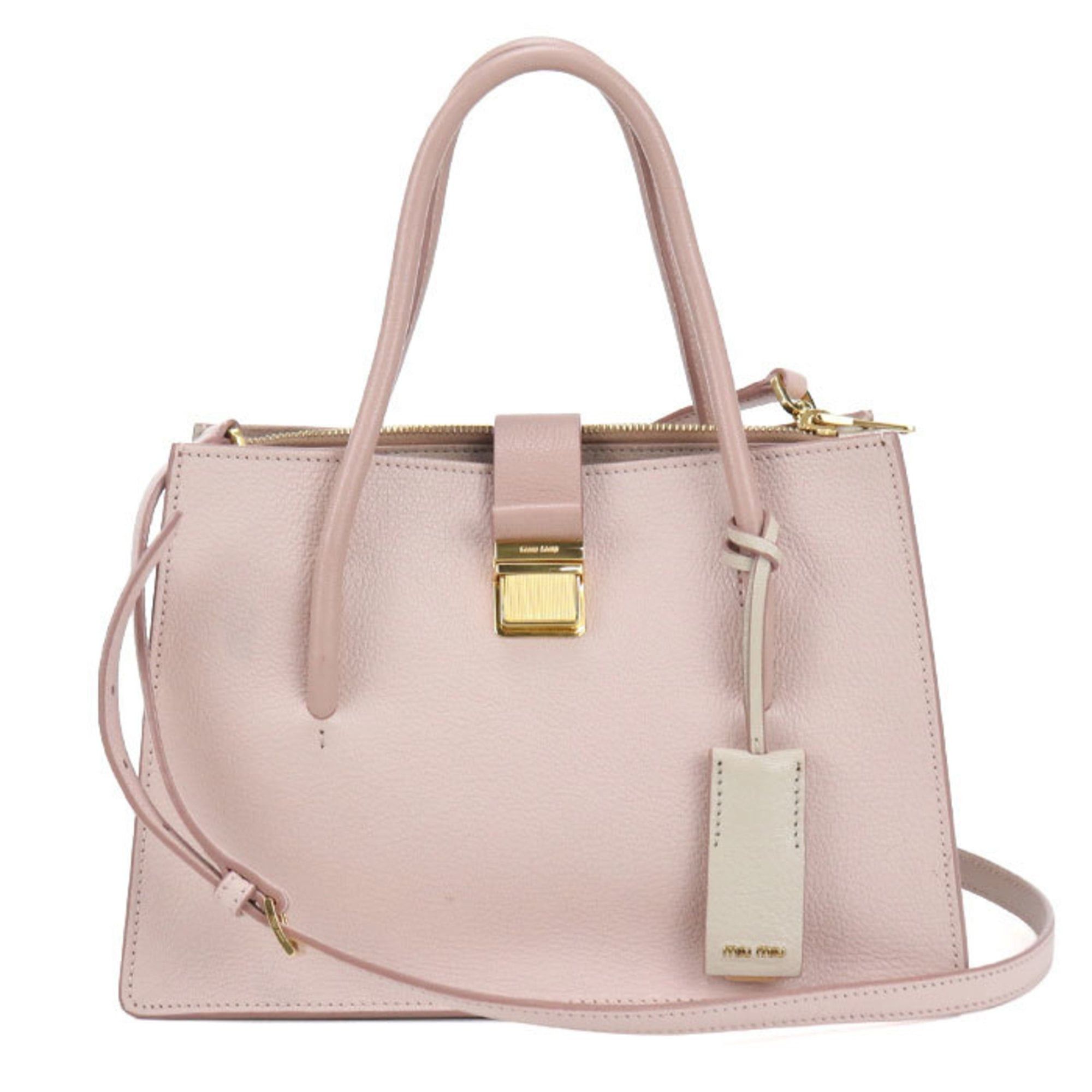 Miu Miu Miu Miu MIU Outlet Tote Bag 5BA104 F0JW1 2AJB 2-Way Madras Women's Pink Size ONE SIZE - 1 Thumbnail