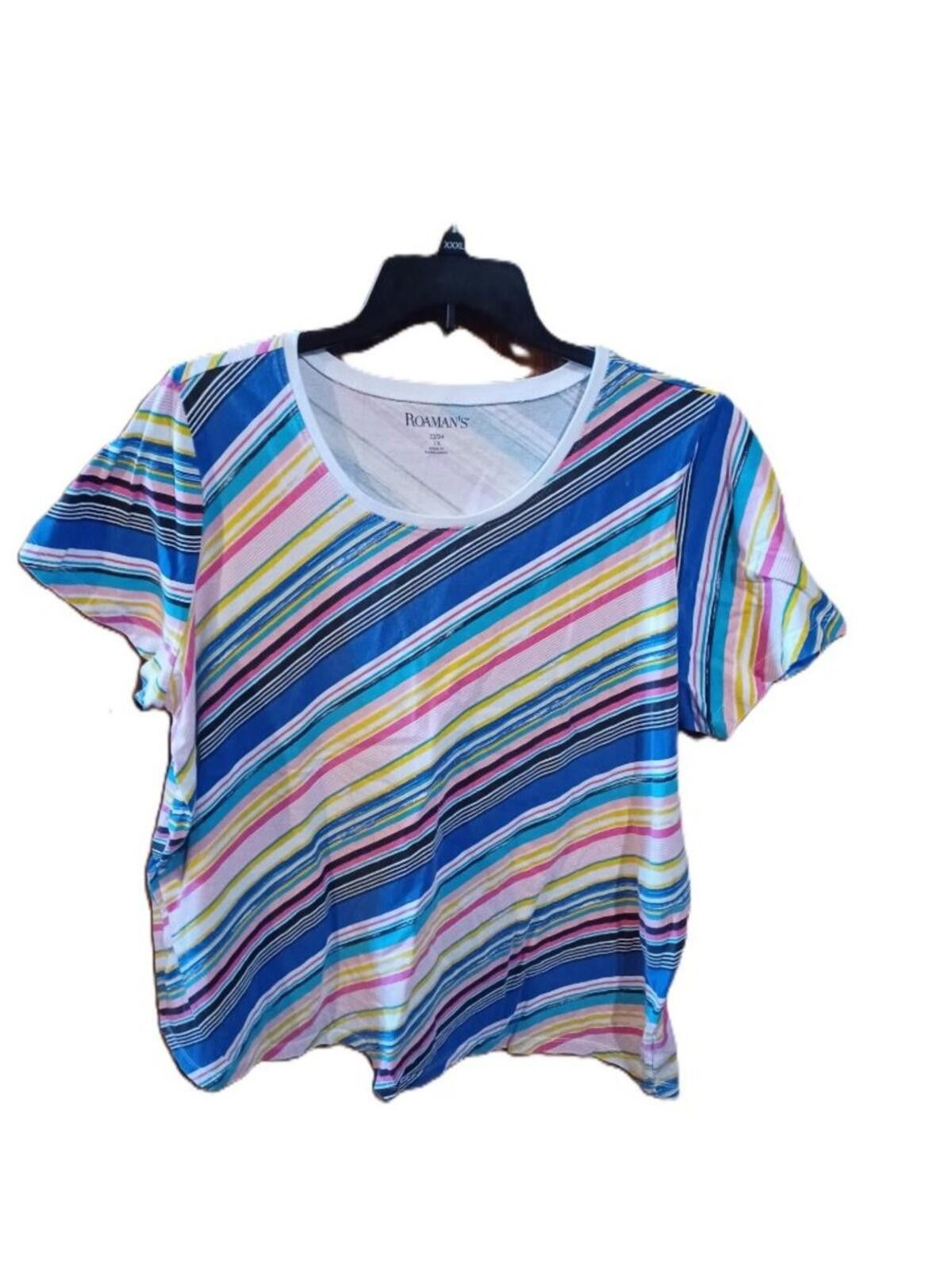 Other Roamans Multi-Colored Striped Top Plus Size 1X Size XL / US 12-14 / IT 48-50 - 2 Thumbnail