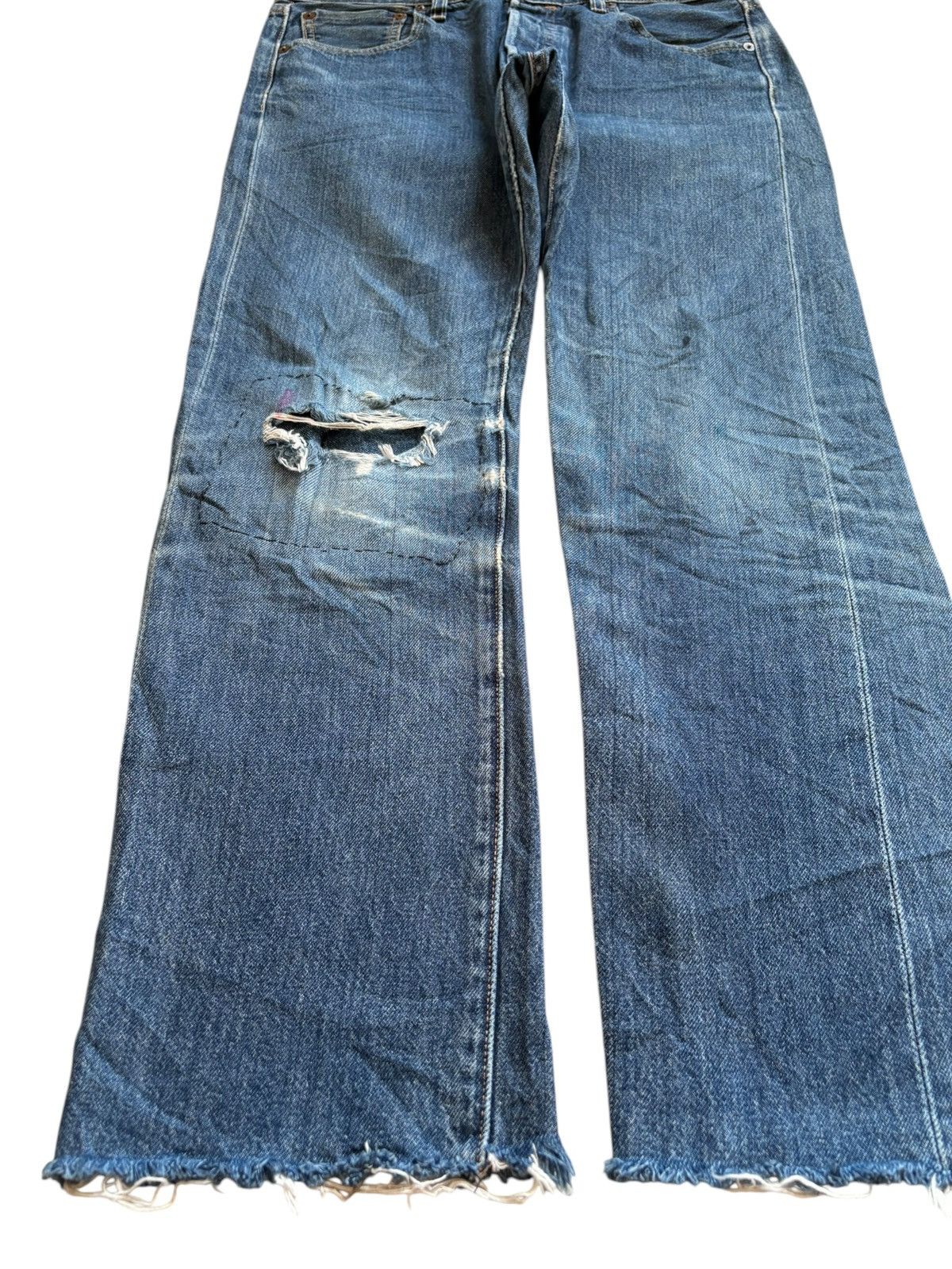 Levi's Vintage Levis 501 Selvedge Patch Ripped Jeans Size US 32 / EU 48 - 7 Thumbnail
