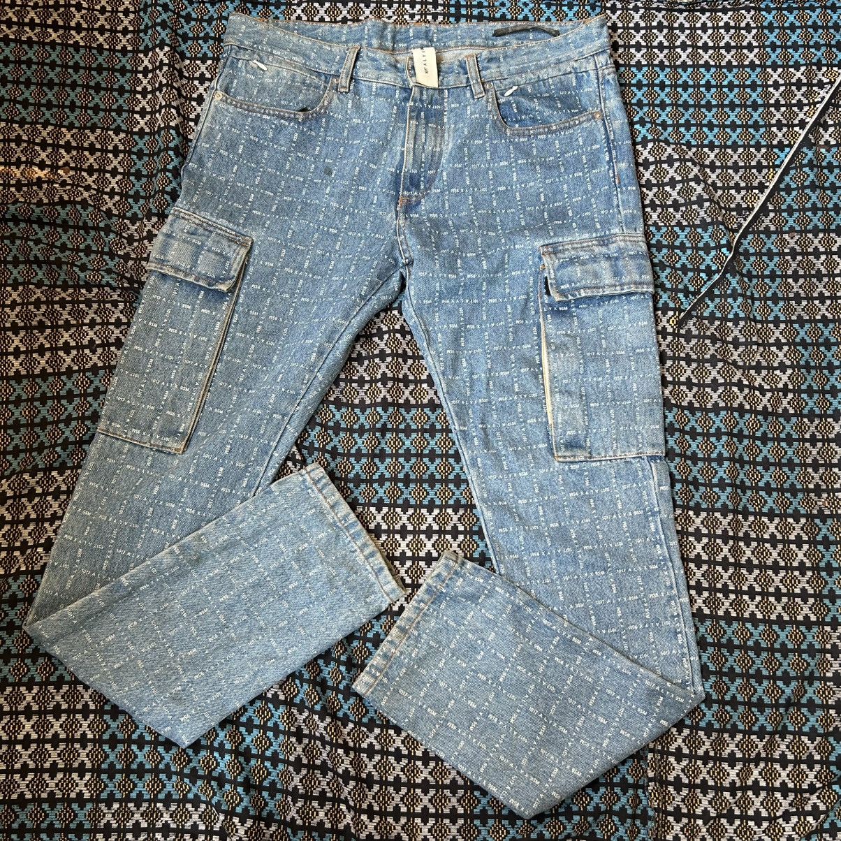 1017 ALYX 9SM MMW x 1017 Alyx 9SM Check Logo Cargo Denim Light Blue Size US 34 / EU 50 - 1 Thumbnail