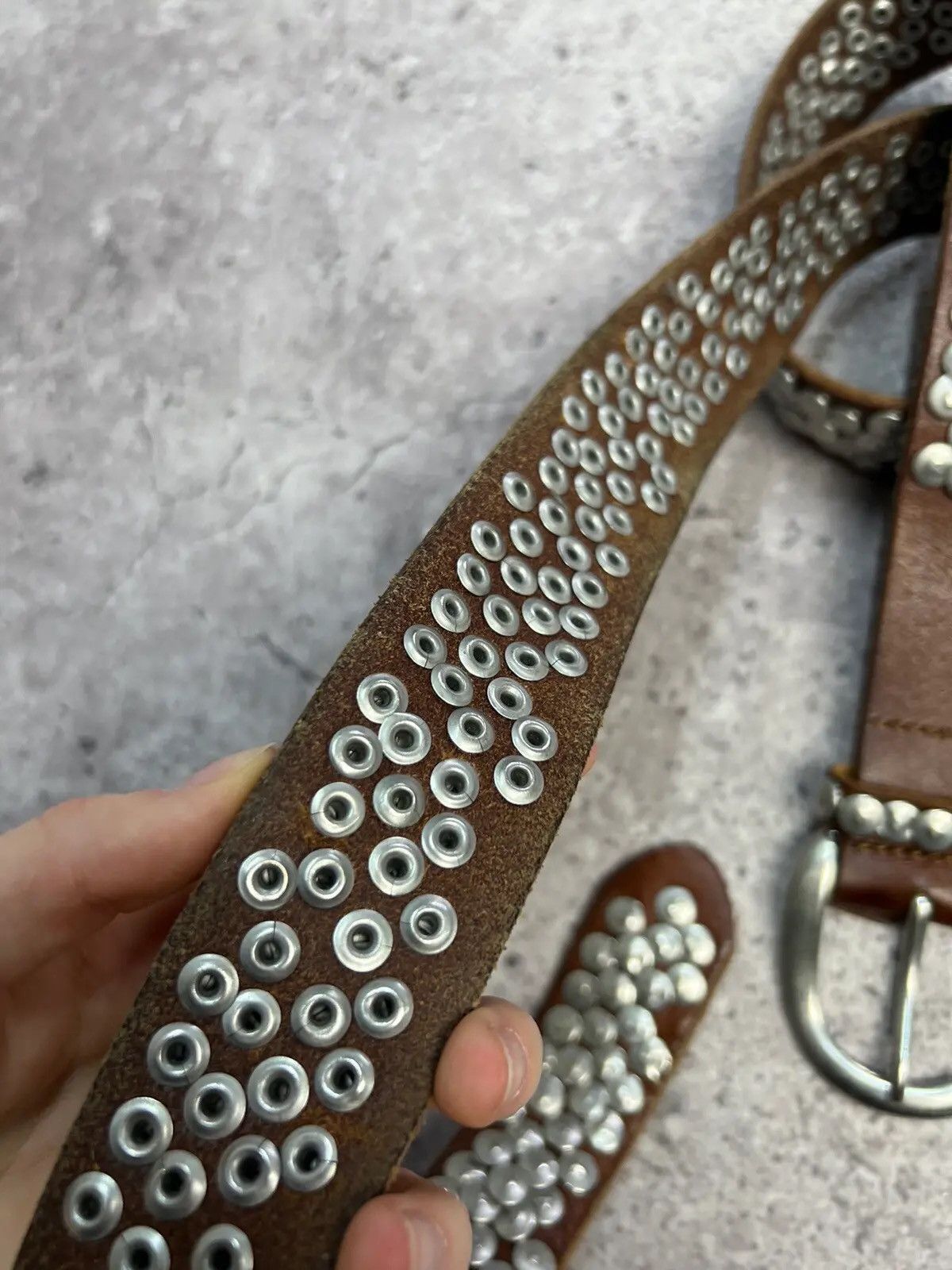 Japanese Brand Vintage Belts Y2K Rhinestones Punk leather belt Japanese Size ONE SIZE - 6 Thumbnail