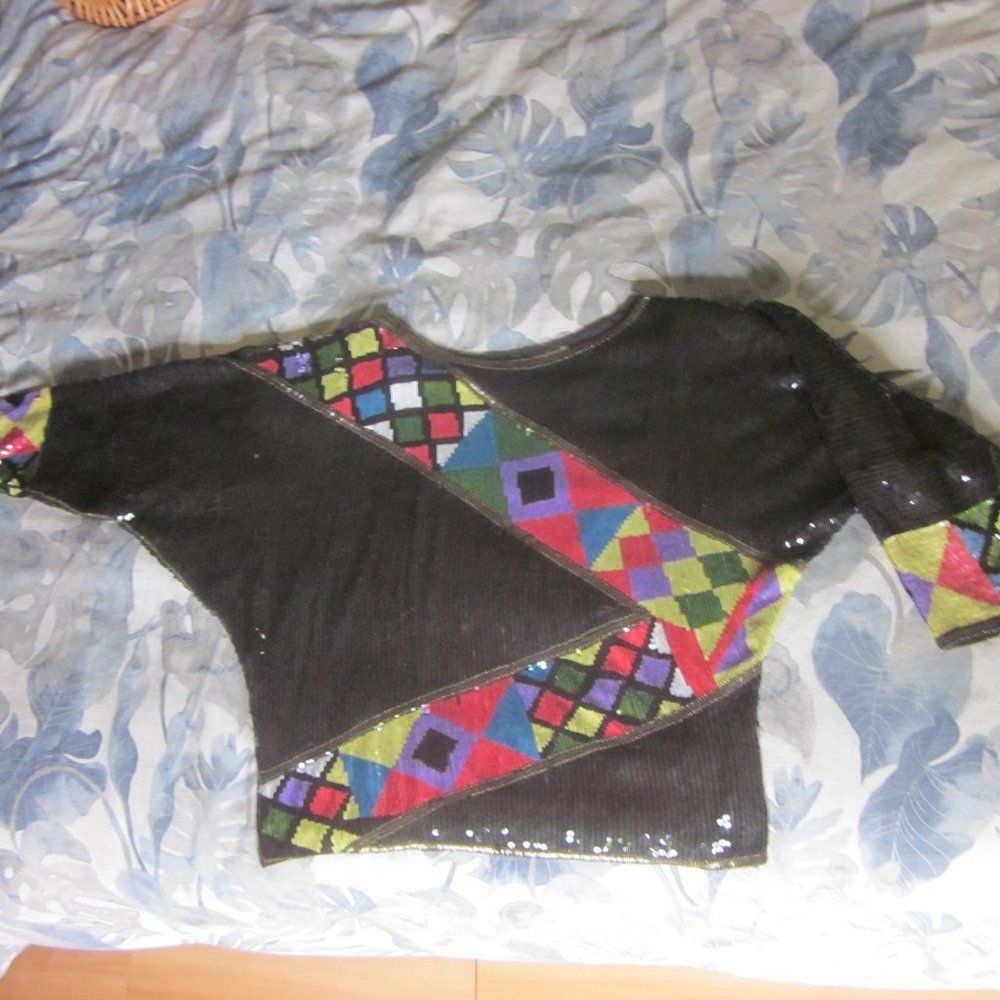 Vintage SCALA Vintage Sequin Top Womens Size L Long Dolman Sleeve Bl Size L / US 10 / IT 46 - 11 Thumbnail