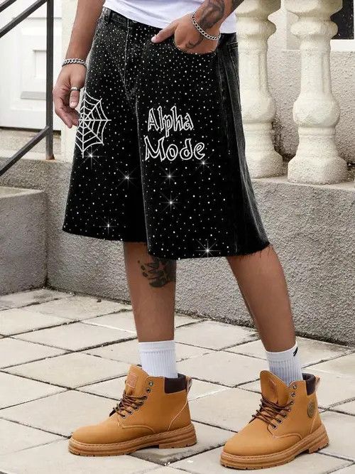 Japanese Brand × Vintage DRIP jeans jorts Y2K Rhinestone shorts Size US 34 / EU 50 - 3 Thumbnail