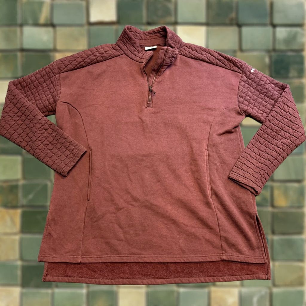 Vintage Columbia Quarter Zip Long Sleeve Quilted Sweater Women’s XL Wine Burgundy Size XL / US 12-14 / IT 48-50 - 1 Thumbnail