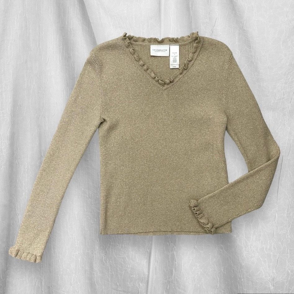 Vintage VTG Y2K Liz Claiborne Lizsport Petite Gold Shimmer Sweater Size S / US 4 / IT 40 - 13 Thumbnail