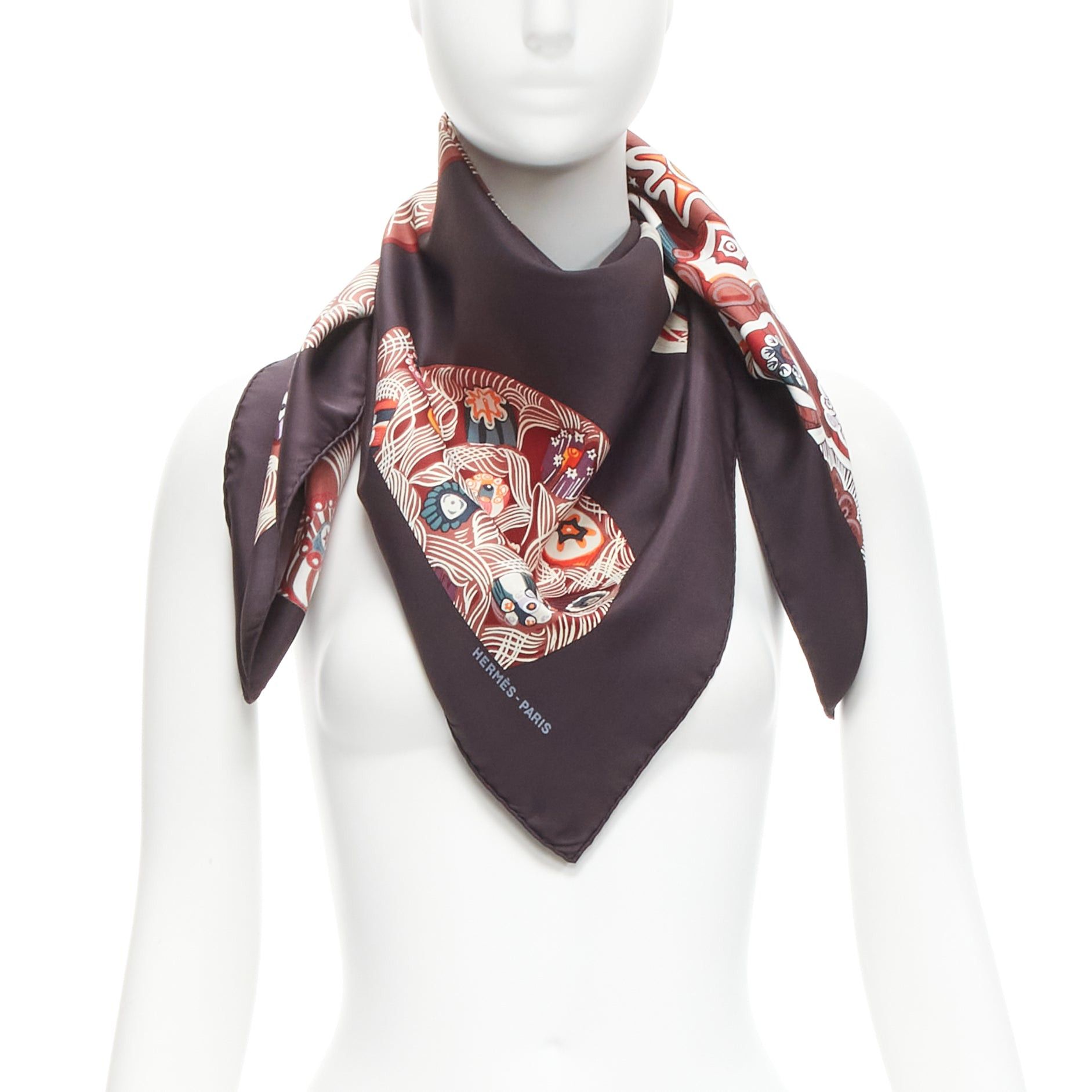 Hermes HERMES 100% silk Sulfures Press Papier dark floral print scarf Size ONE SIZE - 1 Thumbnail