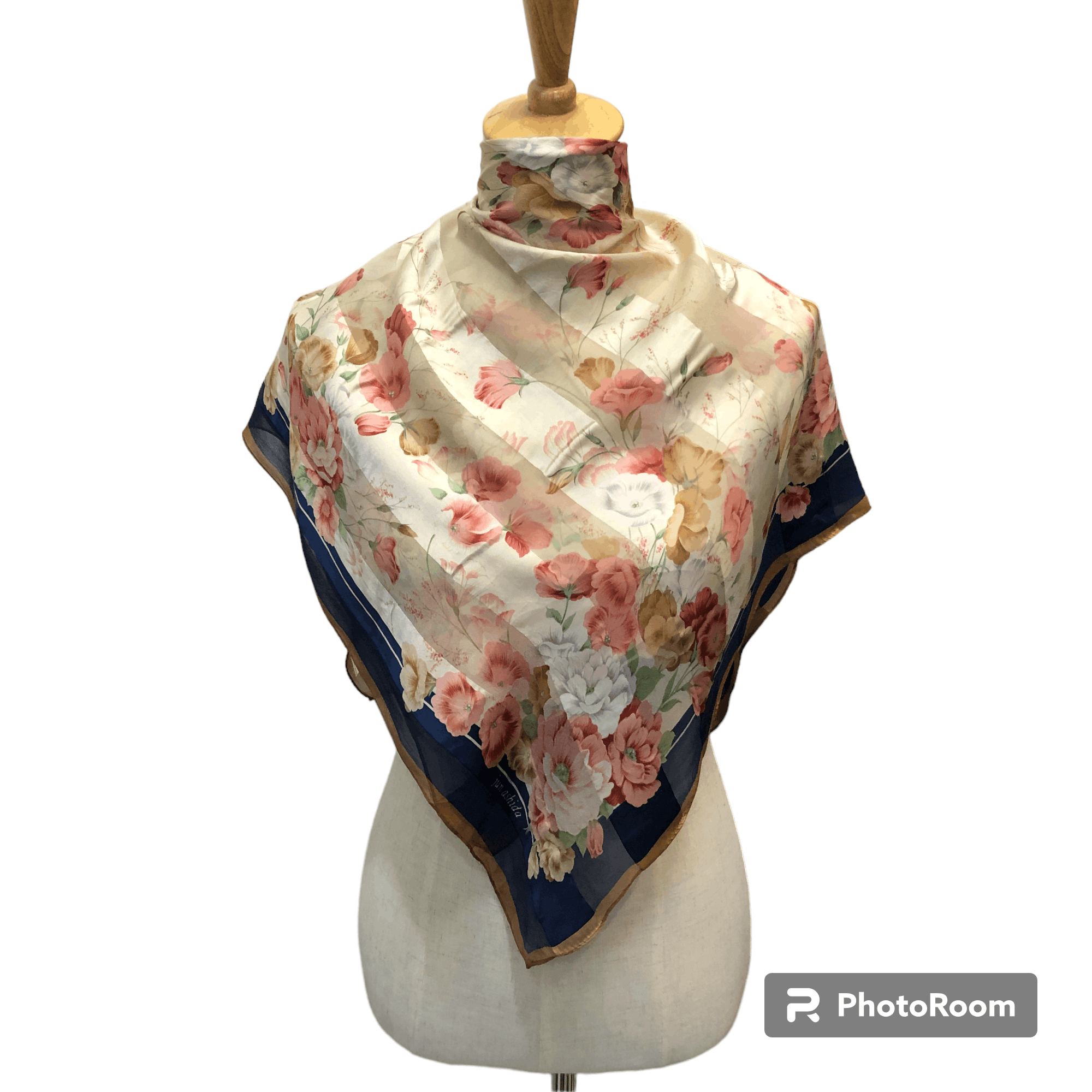 Vintage Jun Ashida Floral Silk Scarf M1327 Size ONE SIZE - 1 Thumbnail