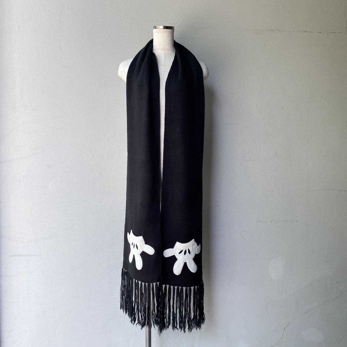 Disney Disney Black Scarf with White Glove Motif and Fringe Size ONE SIZE - 6 Thumbnail
