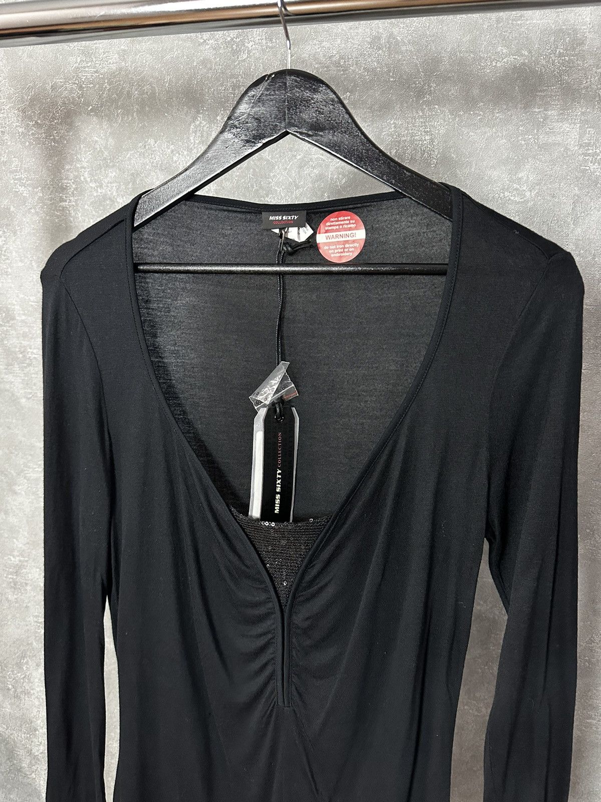 Miss Sixty × Vintage NEW Miss Sixty Vintage Black Long Sleeve Women’s Blouse Size L / US 10 / IT 46 - 2 Thumbnail