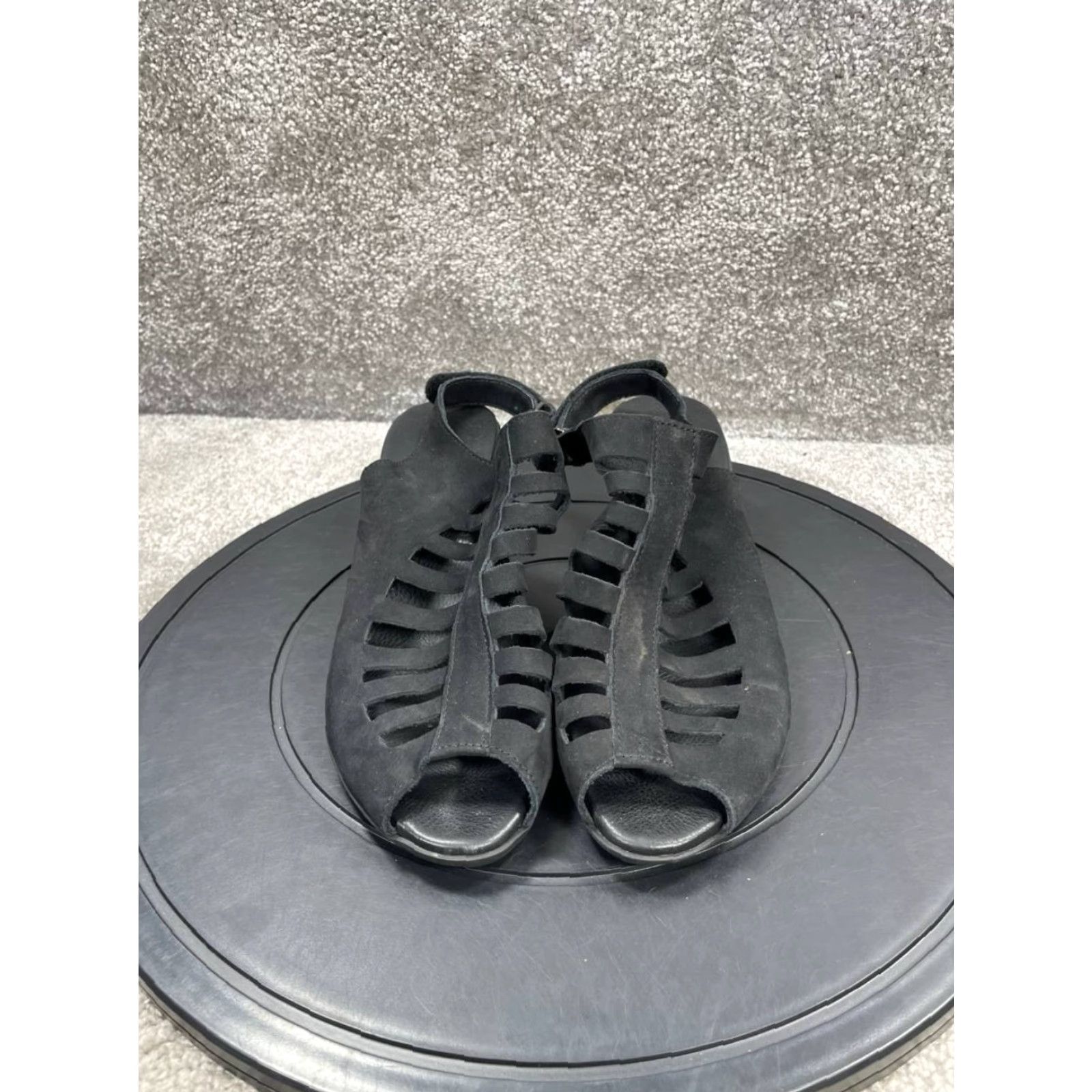 Vintage Arche Soexor Sandal Womens Slingback Black Nubuck Block Heel Casual Women 9.5US 40EU Leather Lining Size US 8 / IT 38 - 4 Thumbnail