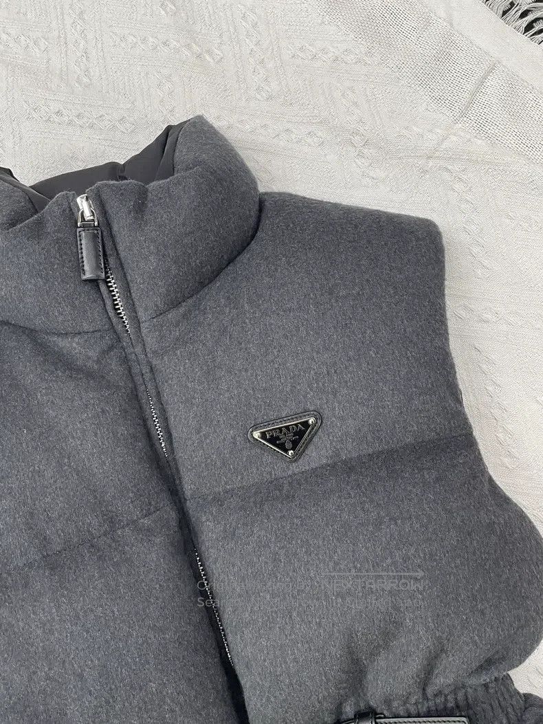 Prada Prada Gray triangle label wool down vest jacket Size XS / US 0-2 / IT 36-38 - 2 Thumbnail