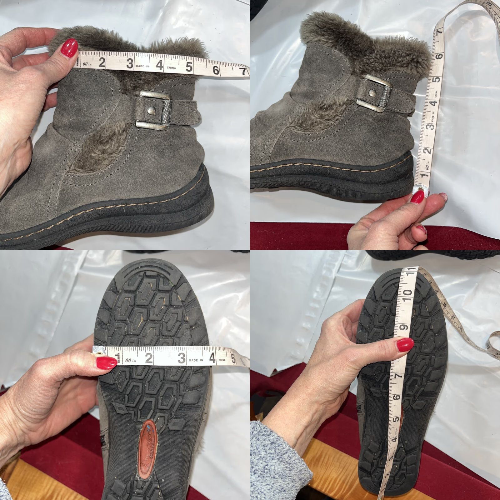Vintage Baretraps Andrea Gray Suede Ankle Boots Zip Up Size 8.5M Lined Fur Buckle Strap Heel Low Womens Winter Leather Outsole Boots Size US 9 / IT 39 - 9 Thumbnail