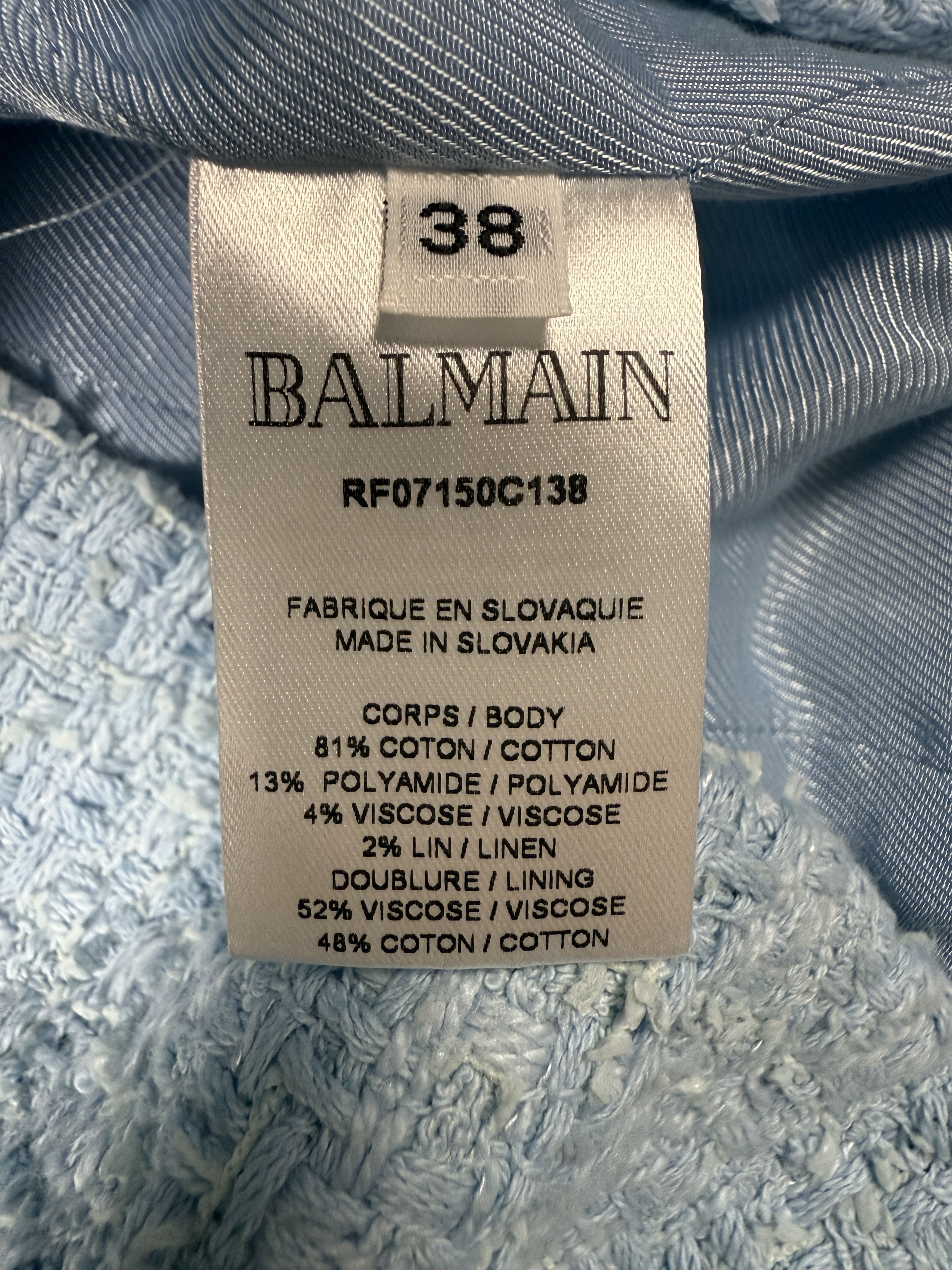 Balmain Balmain Baby Blue Tweed Blazer Jacket Size XS / US 0-2 / IT 36-38 - 4 Thumbnail