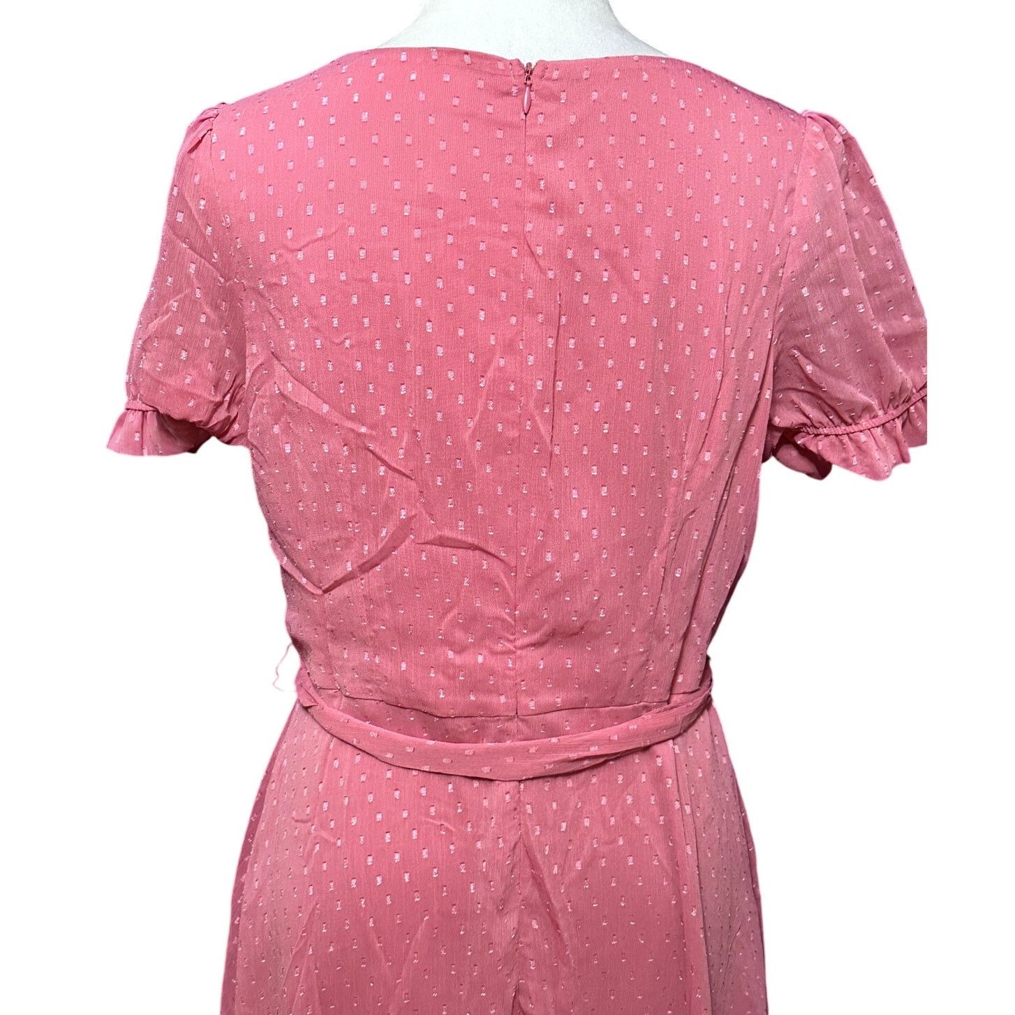 Other NY Collection Chiffon Midi Dress Ruffle Sleeves Pink LP NWT Size L / US 10 / IT 46 - 5 Thumbnail