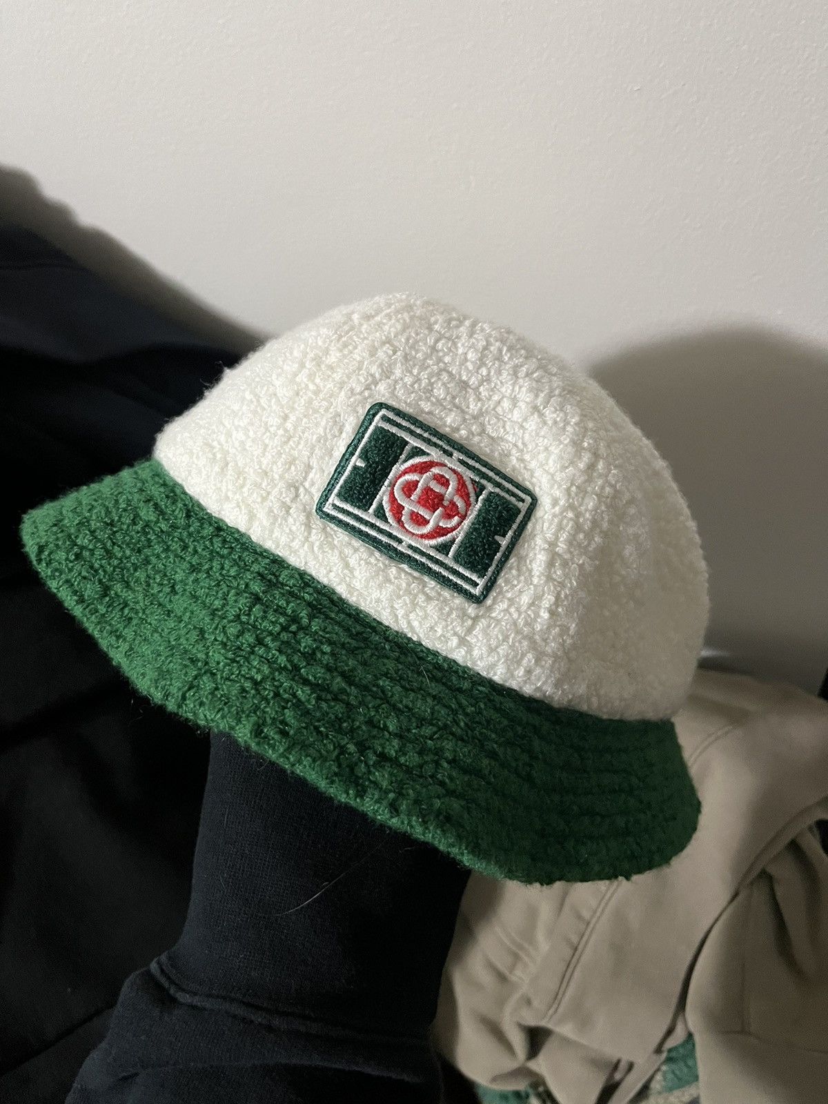 Casablanca CASABLANCA Logo Shearling Hat rare White wool patch bucket Size ONE SIZE - 1 Thumbnail