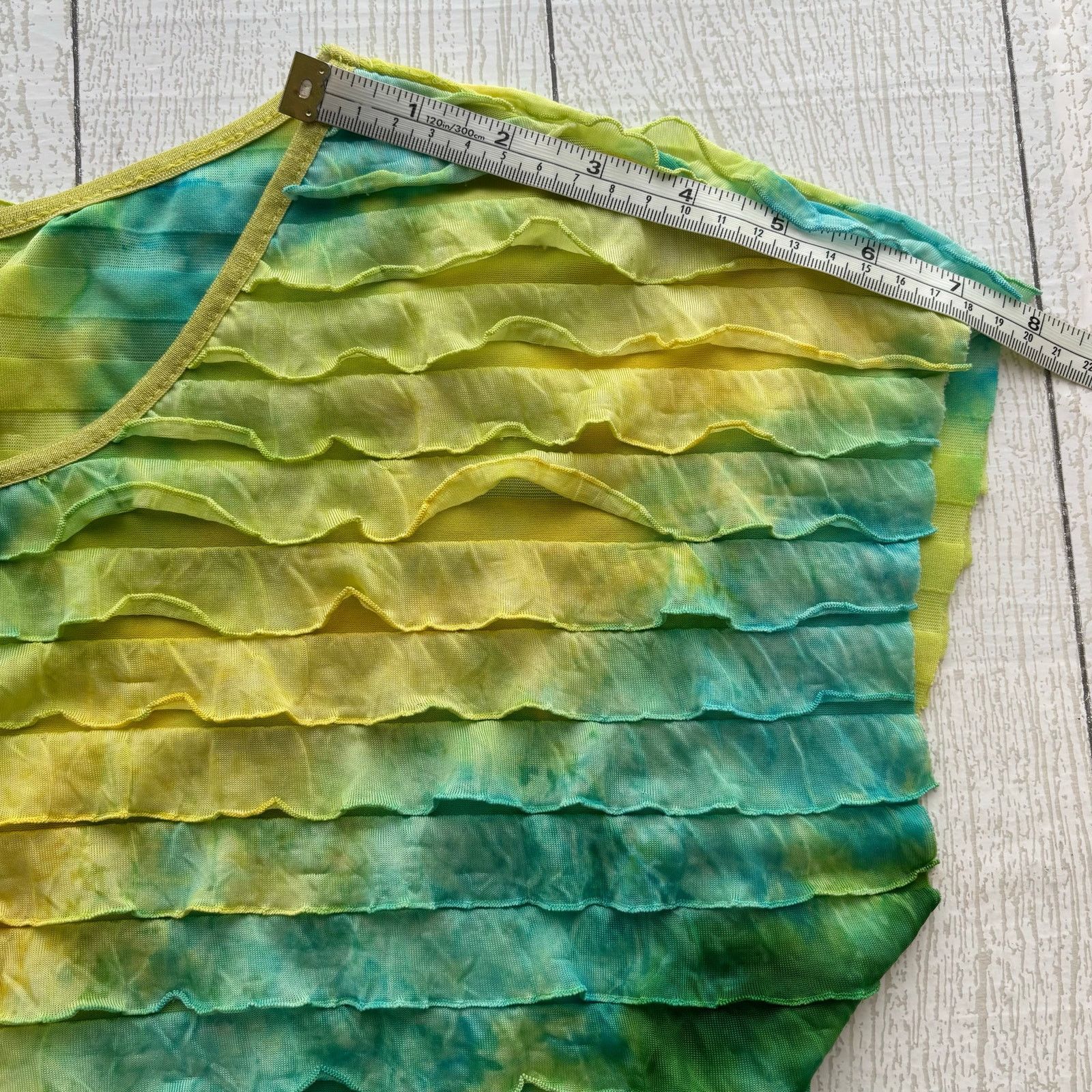Other Elementz Tie Dye Ruffle Layer Shirt Blue Yellow Green Size L / US 10 / IT 46 - 4 Thumbnail