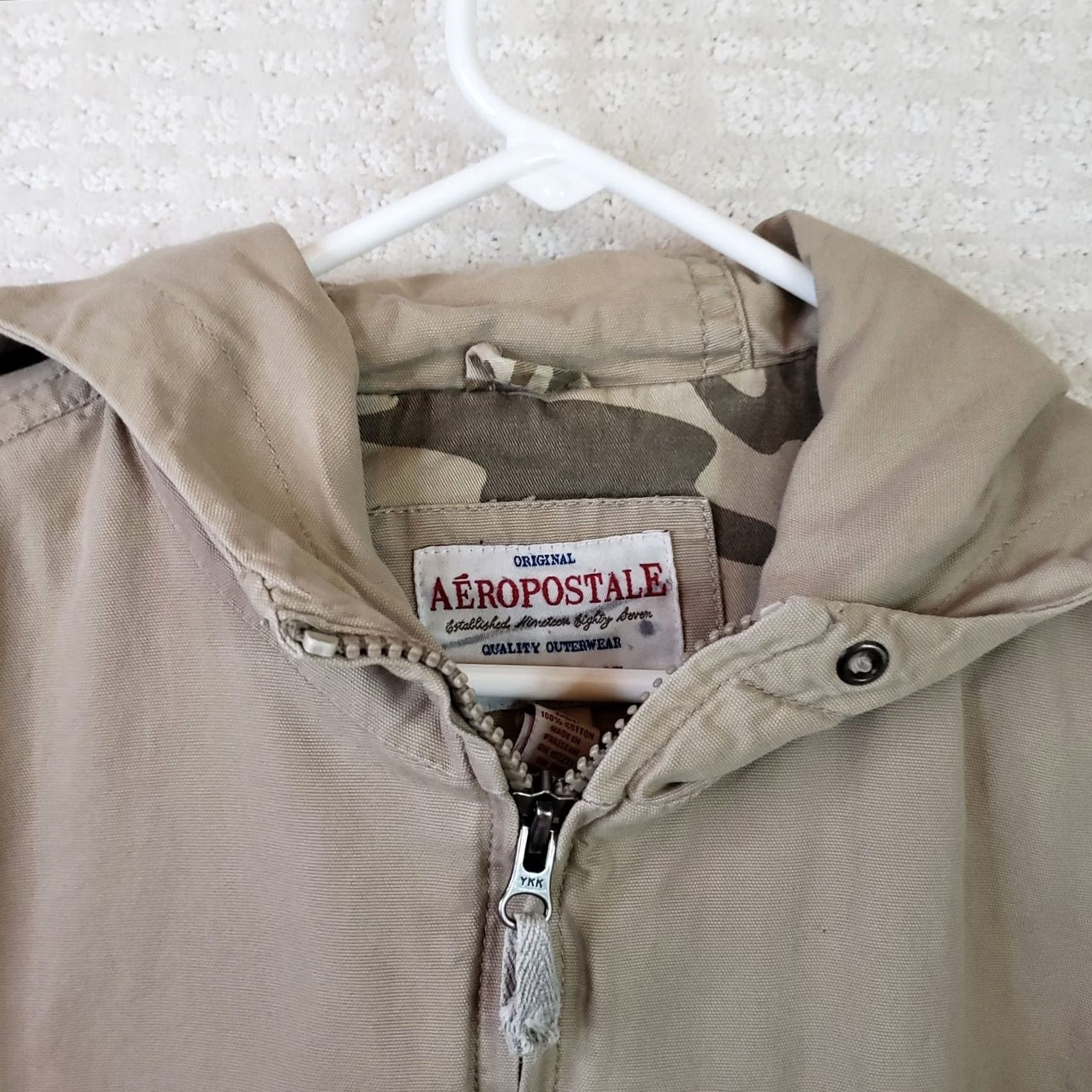 Vintage Aéropostale Men's L Beige Full Zip Canvas Jacket Outdoor Coat Unlined Size US L / EU 52-54 / 3 - 5 Thumbnail
