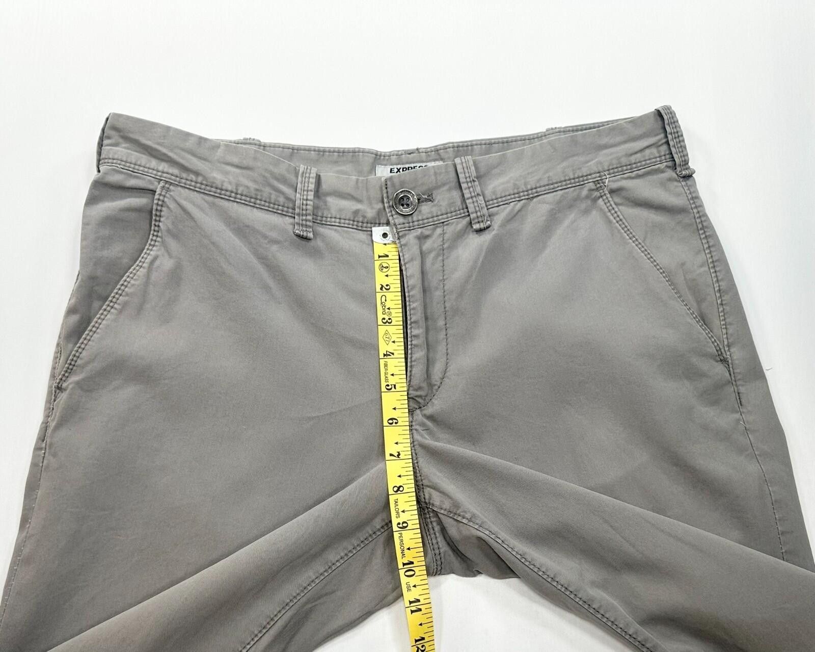 Express Express Finn 100% Cotton Flat Front Chinos Gray Mens 32/32 Size US 32 / EU 48 - 4 Thumbnail