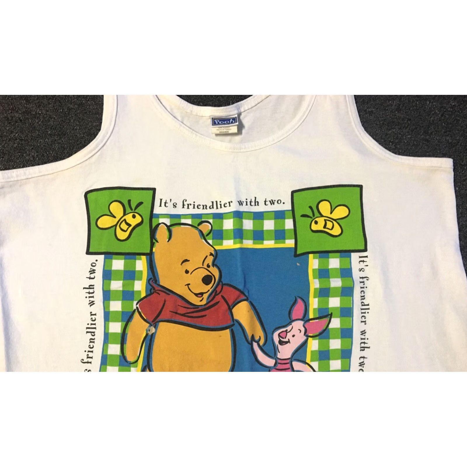 Disney VINTAGE 90s Winnie The Pooh Piglet Tank Top T-Shirt Mickey Mouse Disney Cartoon Grunge Fun White S Mens Fashion" Size US S / EU 44-46 / 1 - 4 Thumbnail