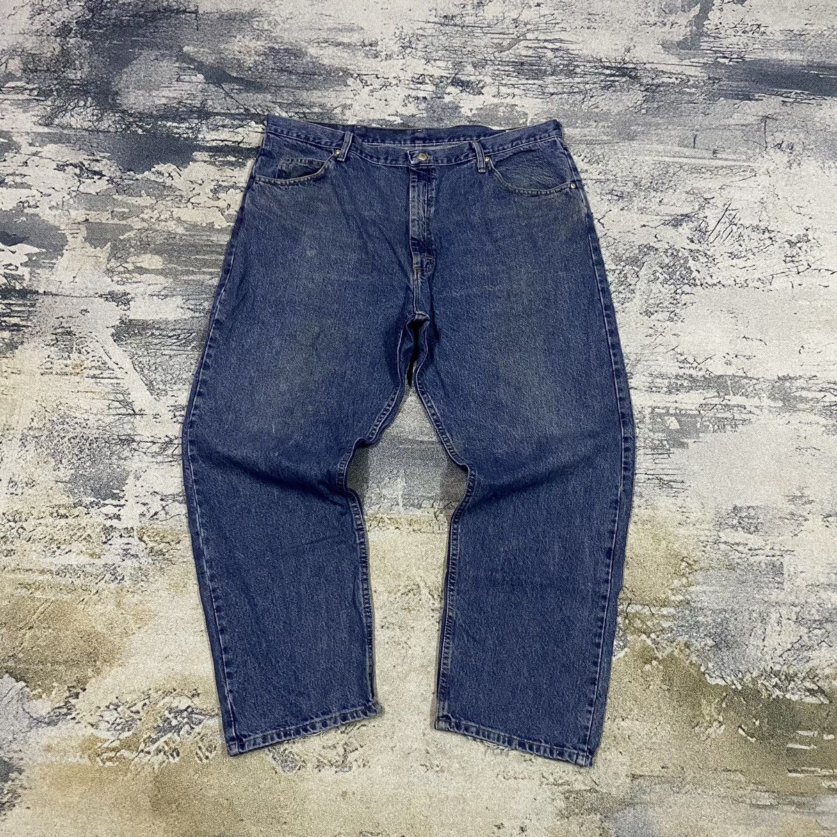 image of Distressed Denim x Vintage Wrangler Big Size Denim Jeans in Blue Denim, Men's