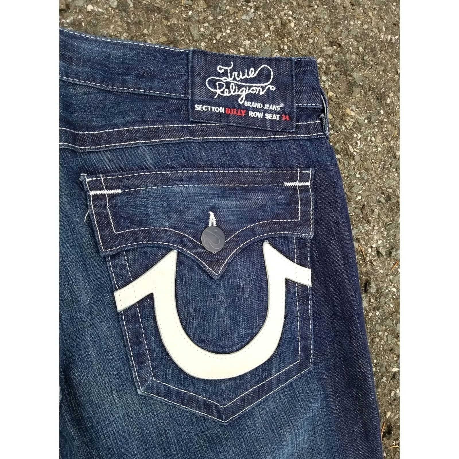 True Religion TRUE RELIGION Billy Jeans Boot Cut Mens 38 40x35 Leather Horseshoes 100% Cotton Dark Blue Size US 38 / EU 54 - 7 Thumbnail